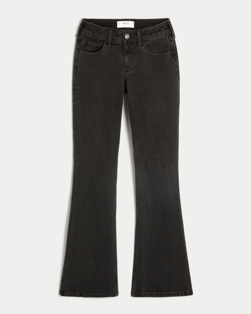 Low-Rise Washed Black Boot Jeans