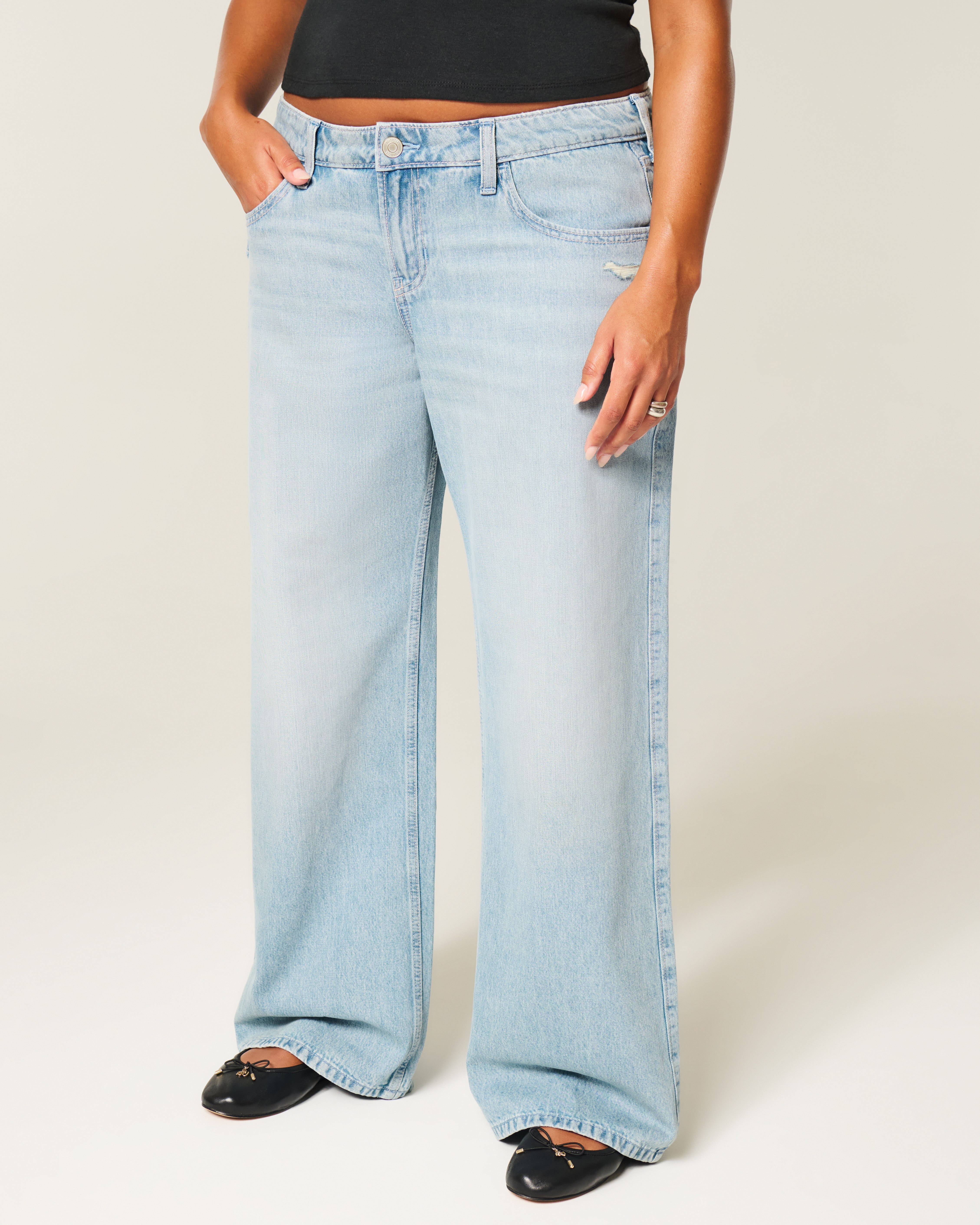 Low-Rise Distressed Baggy Jeans