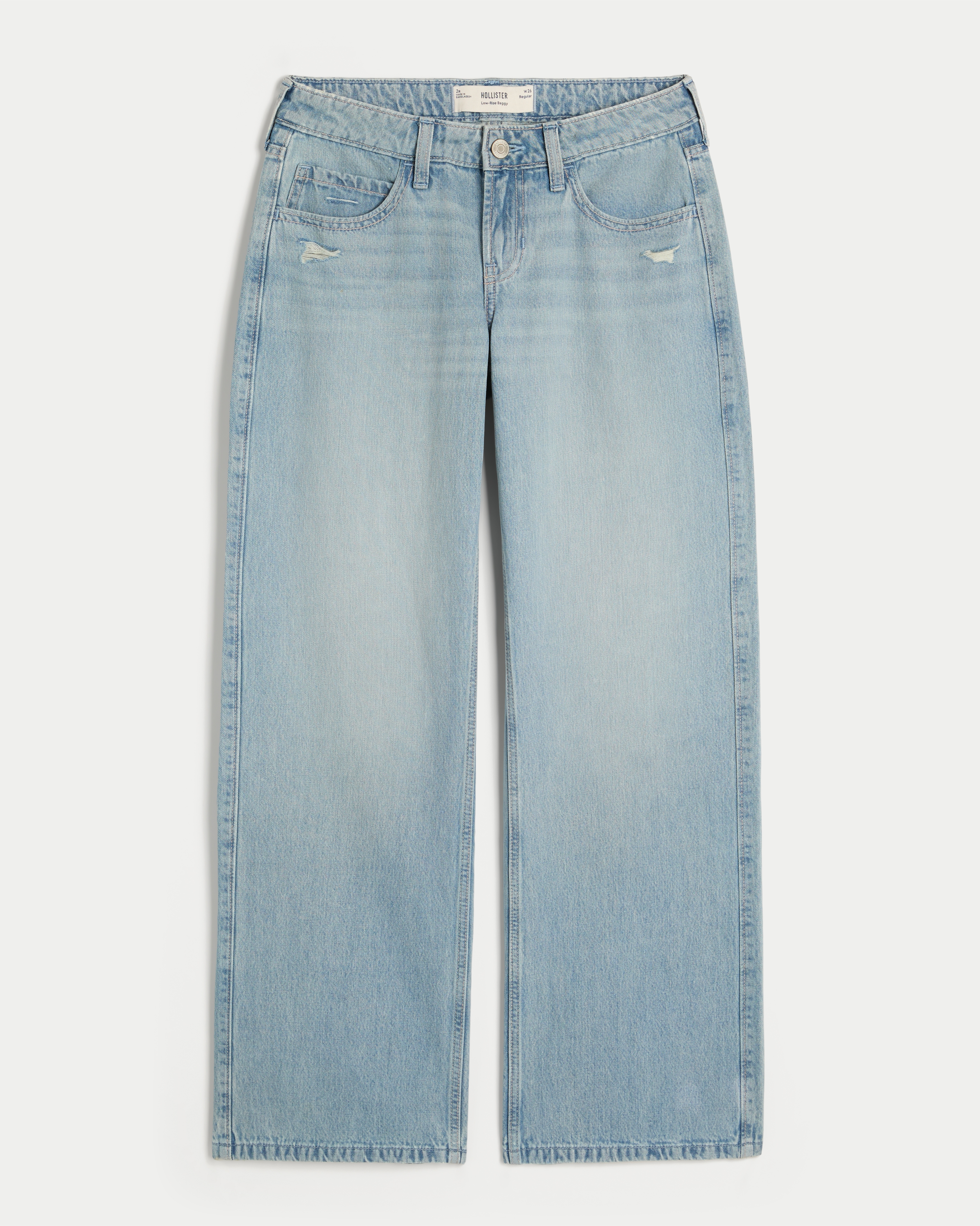 Low-Rise Distressed Baggy Jeans