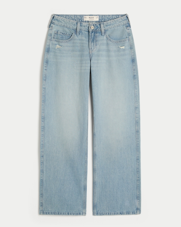 Low-Rise Distressed Baggy Jeans, Medium Ripped view 1