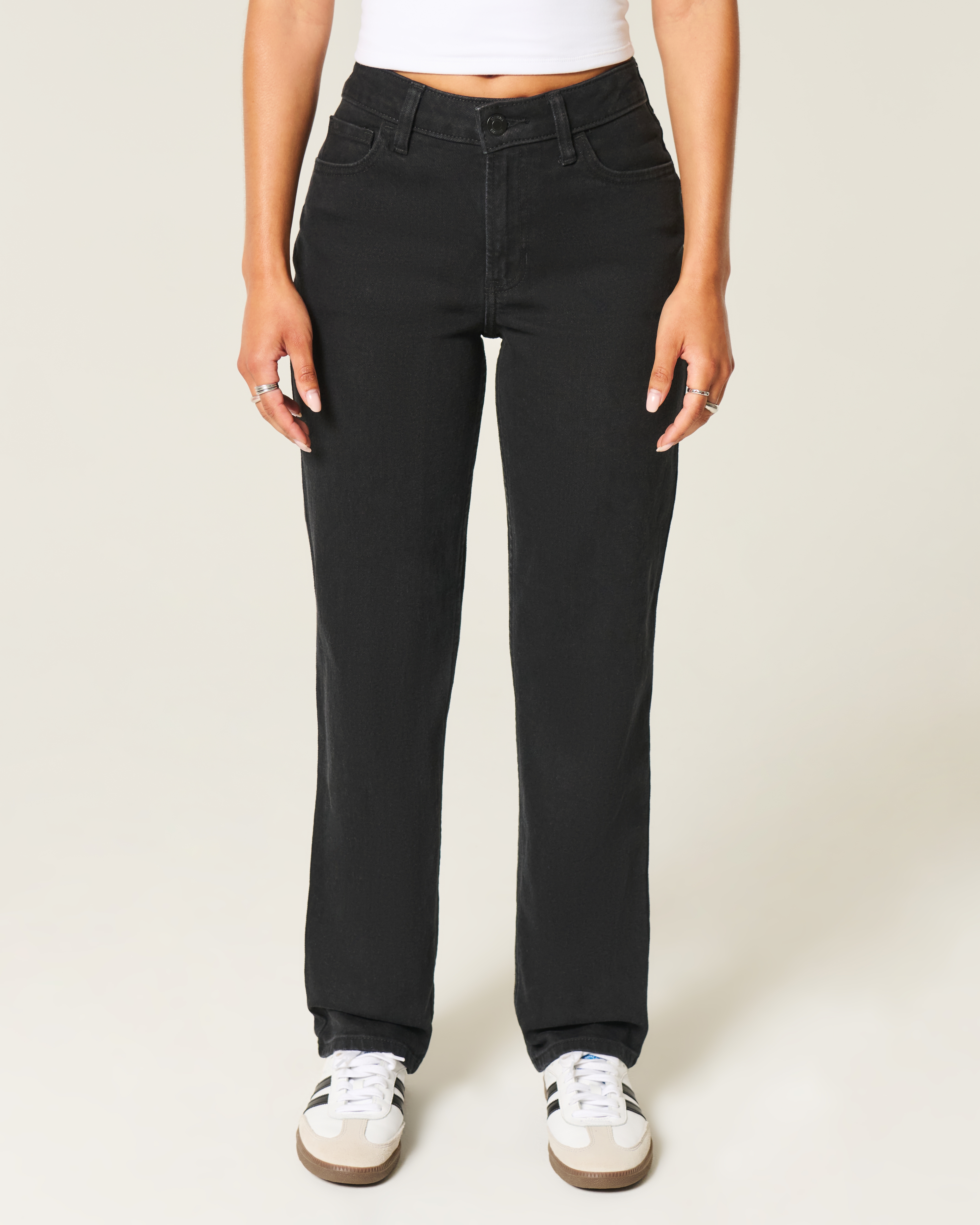 High-Rise Black Straight Jeans