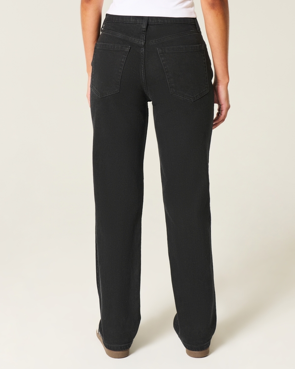 High-Rise Black Straight Jeans