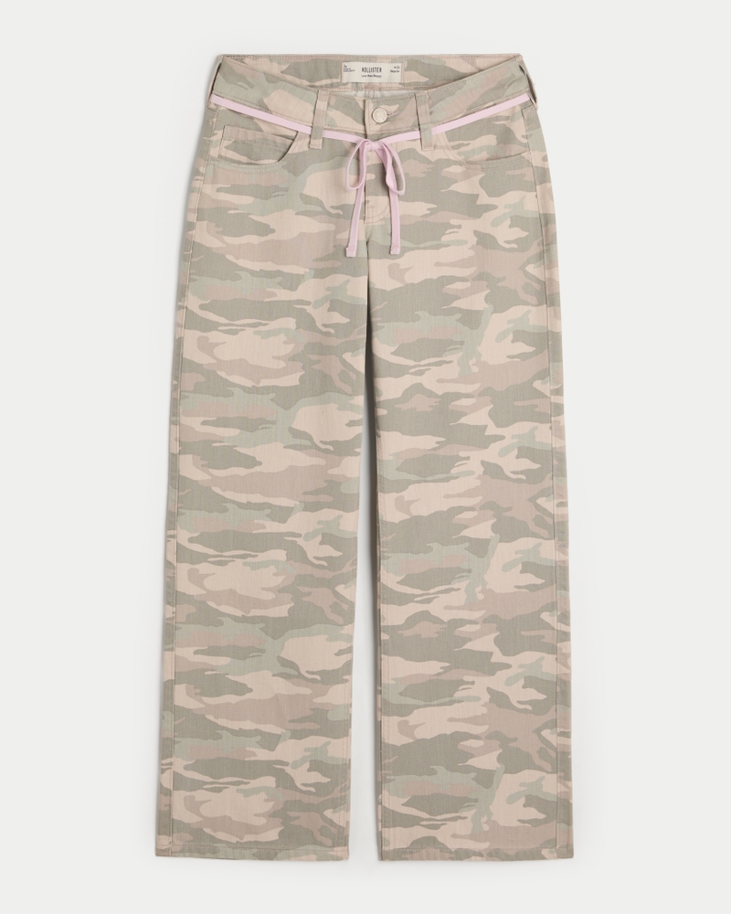 Low-Rise Pink Shoelace Camo Baggy Jeans