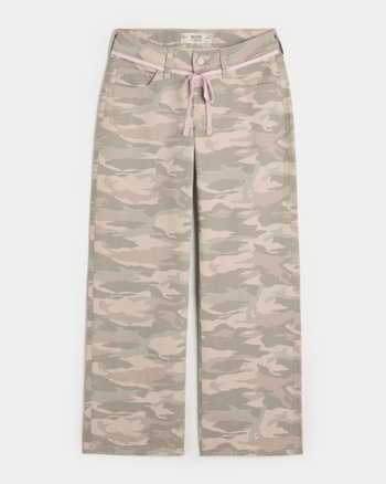 Women's Low-Rise Pink Shoelace Camo Baggy Jeans | Women's