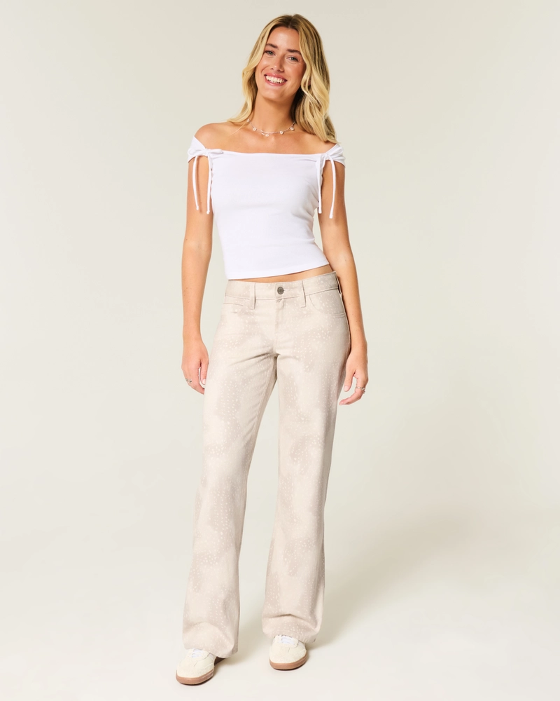 Low-Rise Cow Print Baggy Jeans