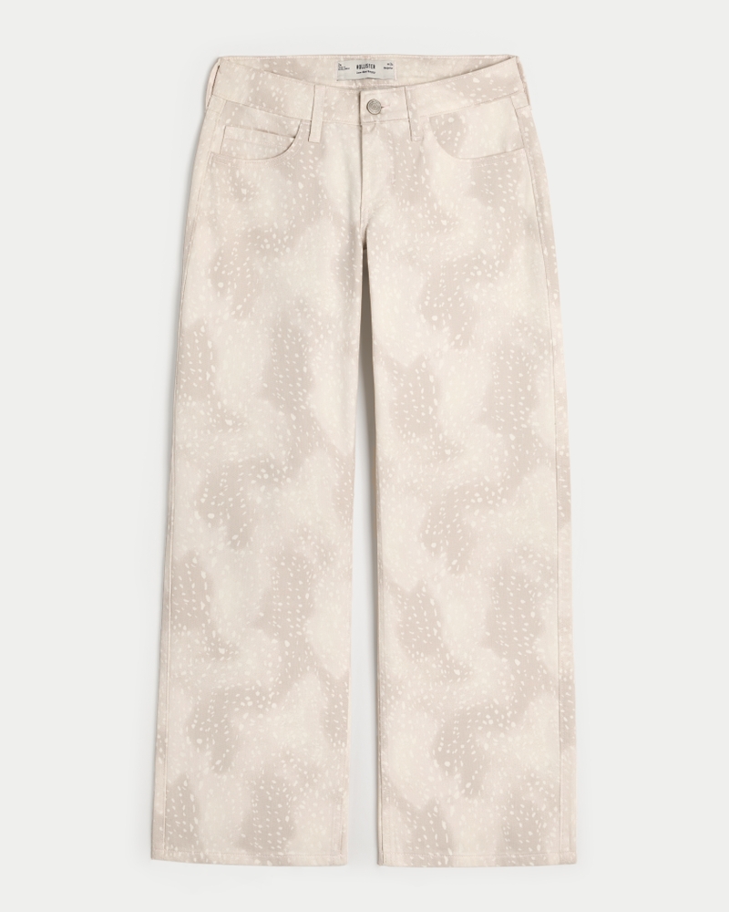 Low-Rise Doe Print Baggy Jeans