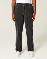 Curvy High-Rise Washed Black Straight Jeans