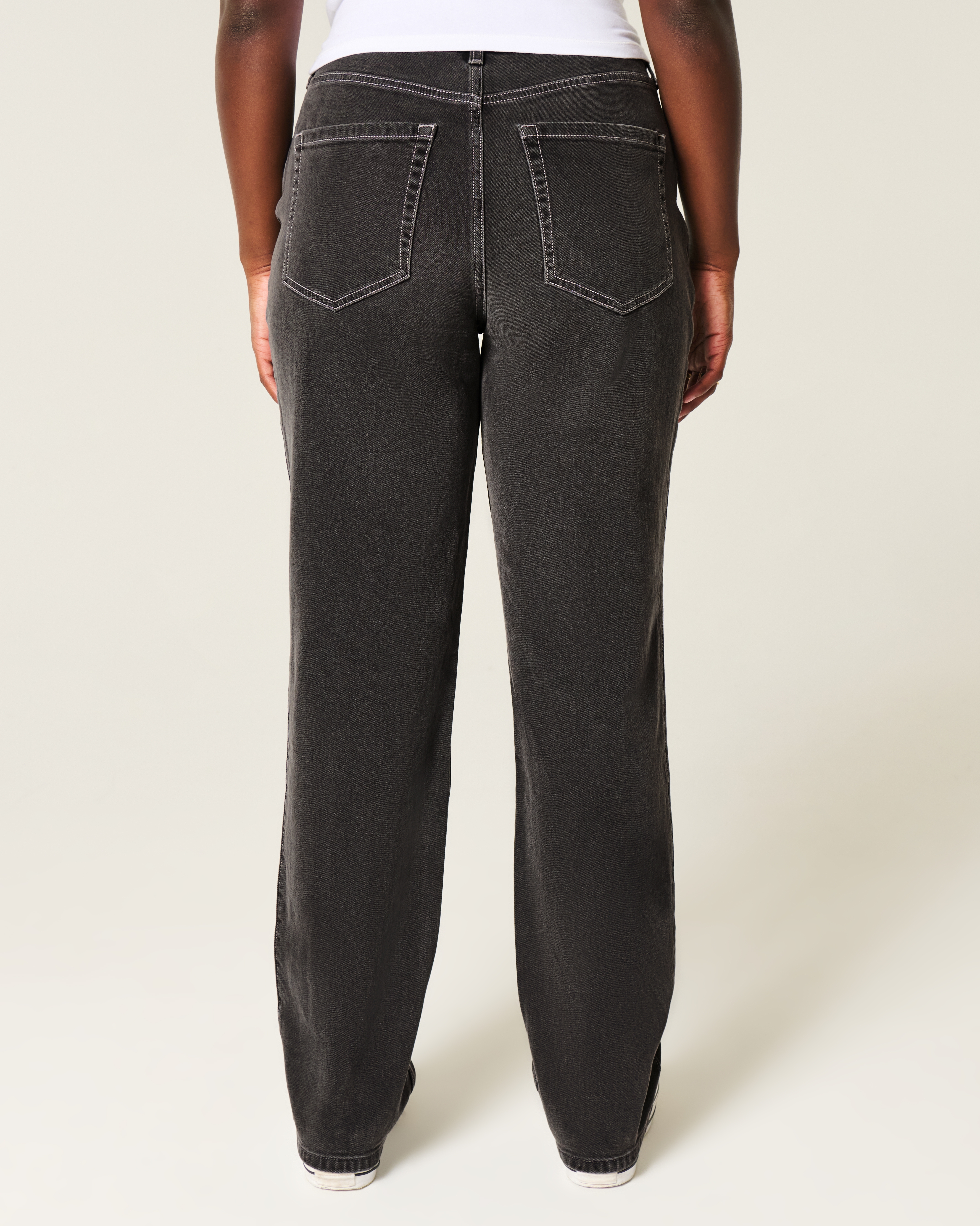 Curvy High-Rise Washed Black Straight Jeans