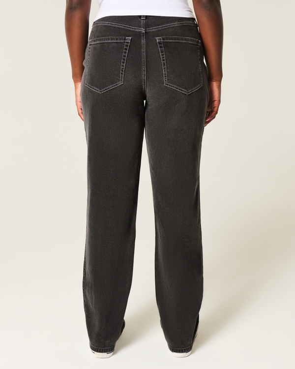 Curvy High-Rise Washed Black Straight Jeans