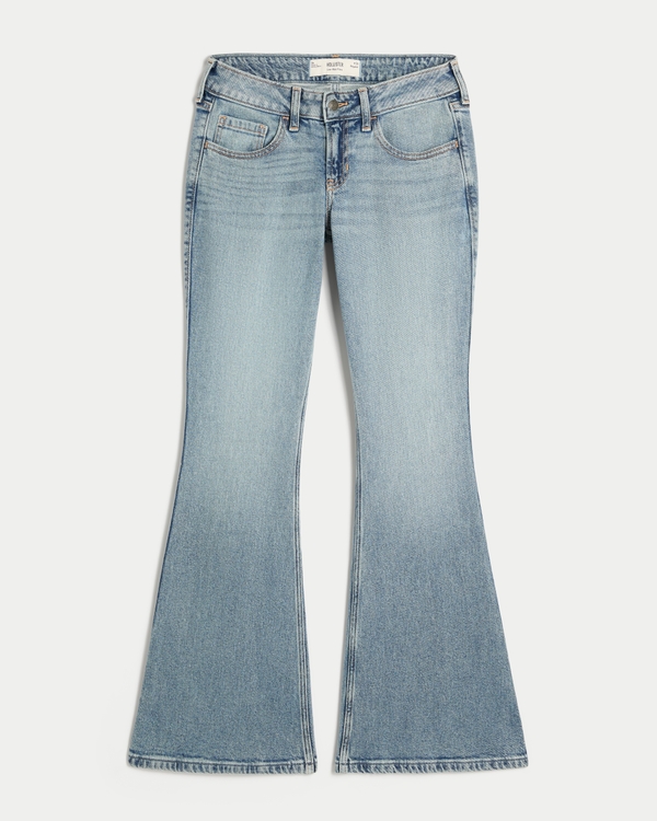 Low-Rise Medium Wash Flare Jeans, Medium view 1