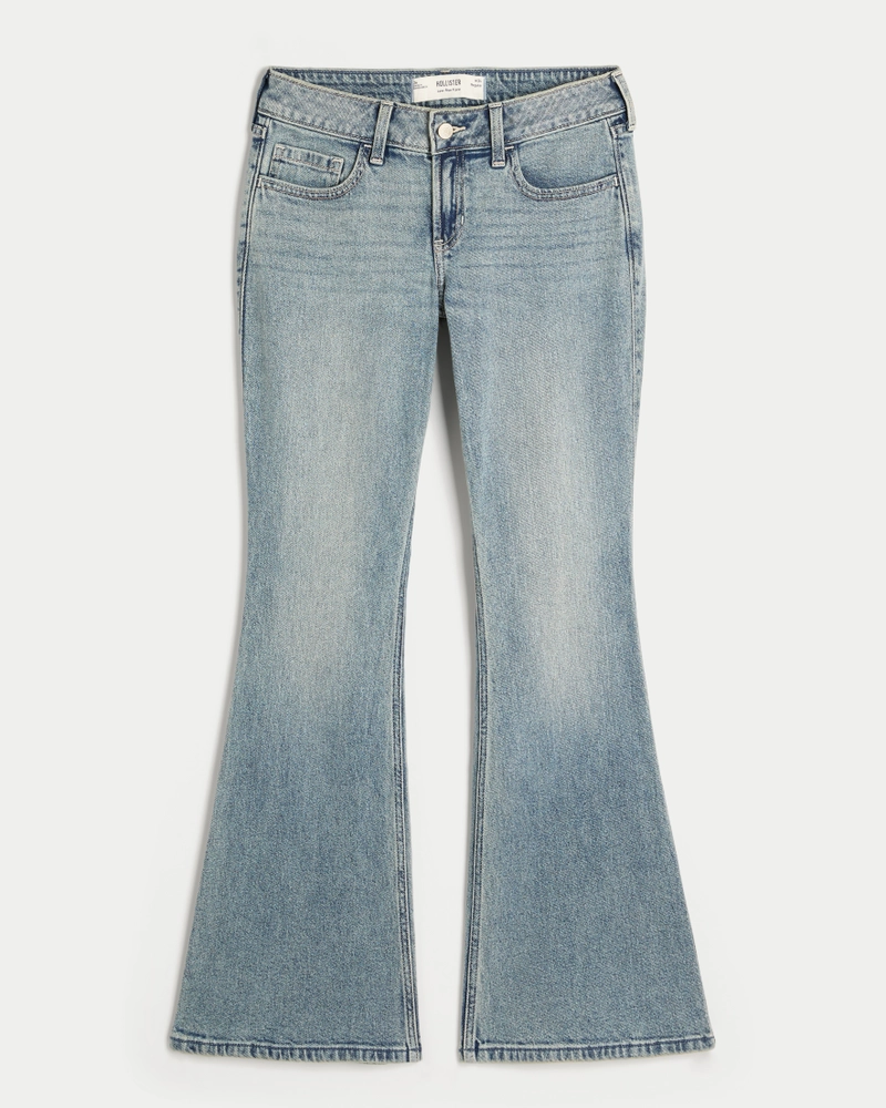 Low-Rise Light Wash Angel Wings Flare Jeans