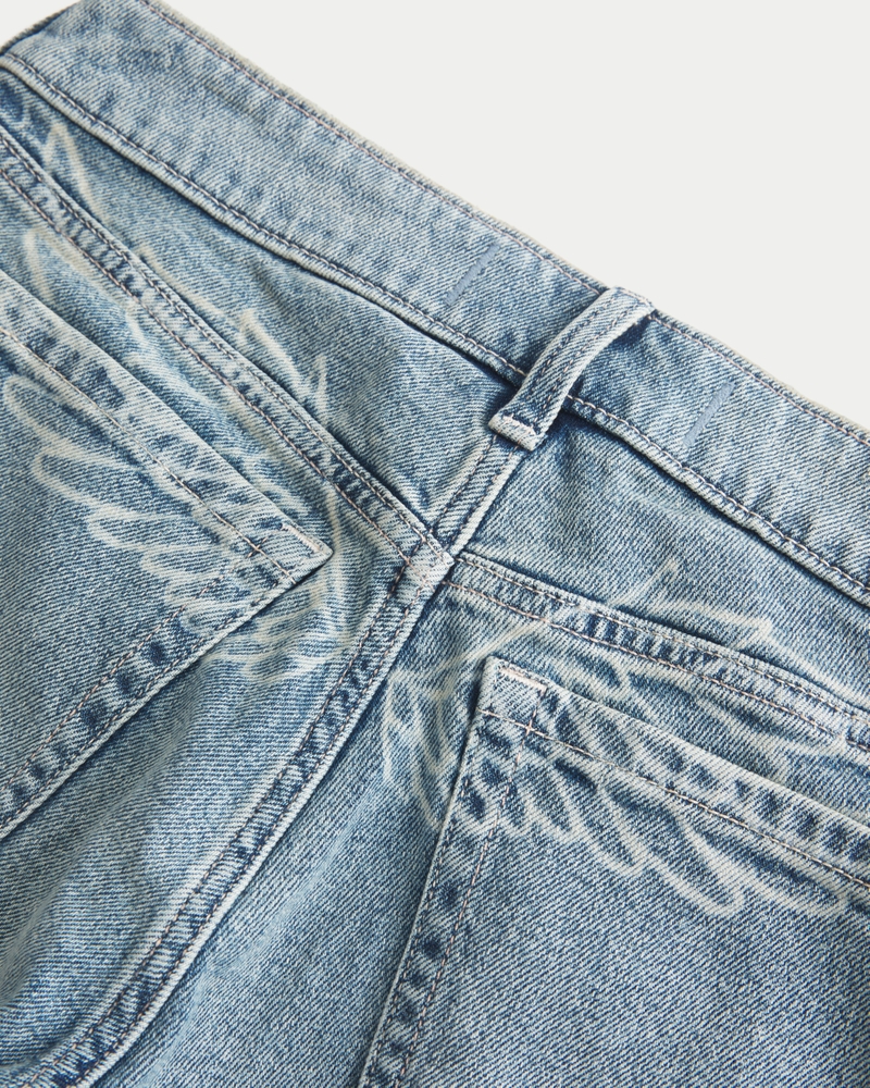 Low-Rise Light Wash Angel Wings Flare Jeans