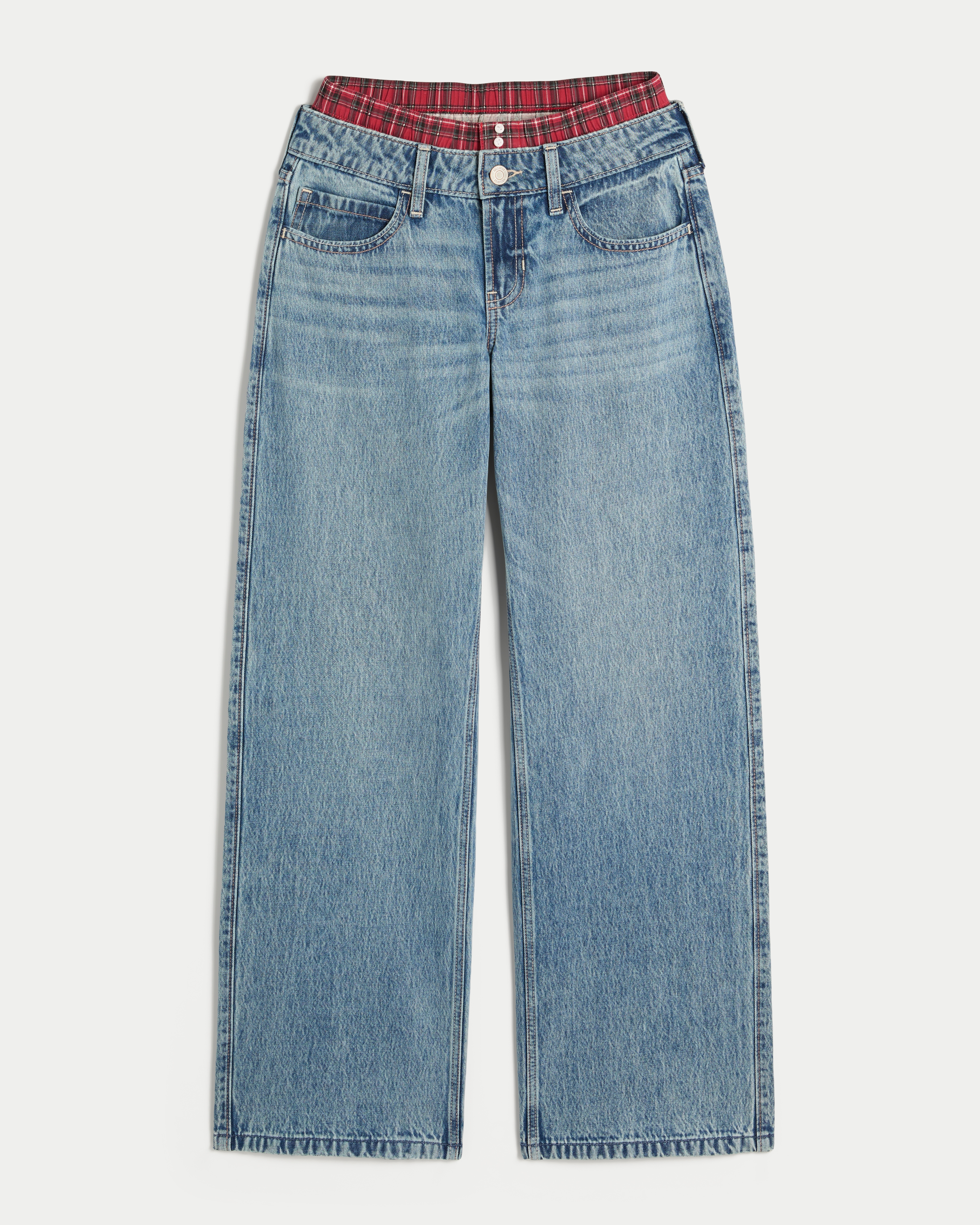 Low-Rise Medium Wash Boxer Waist Baggy Jeans