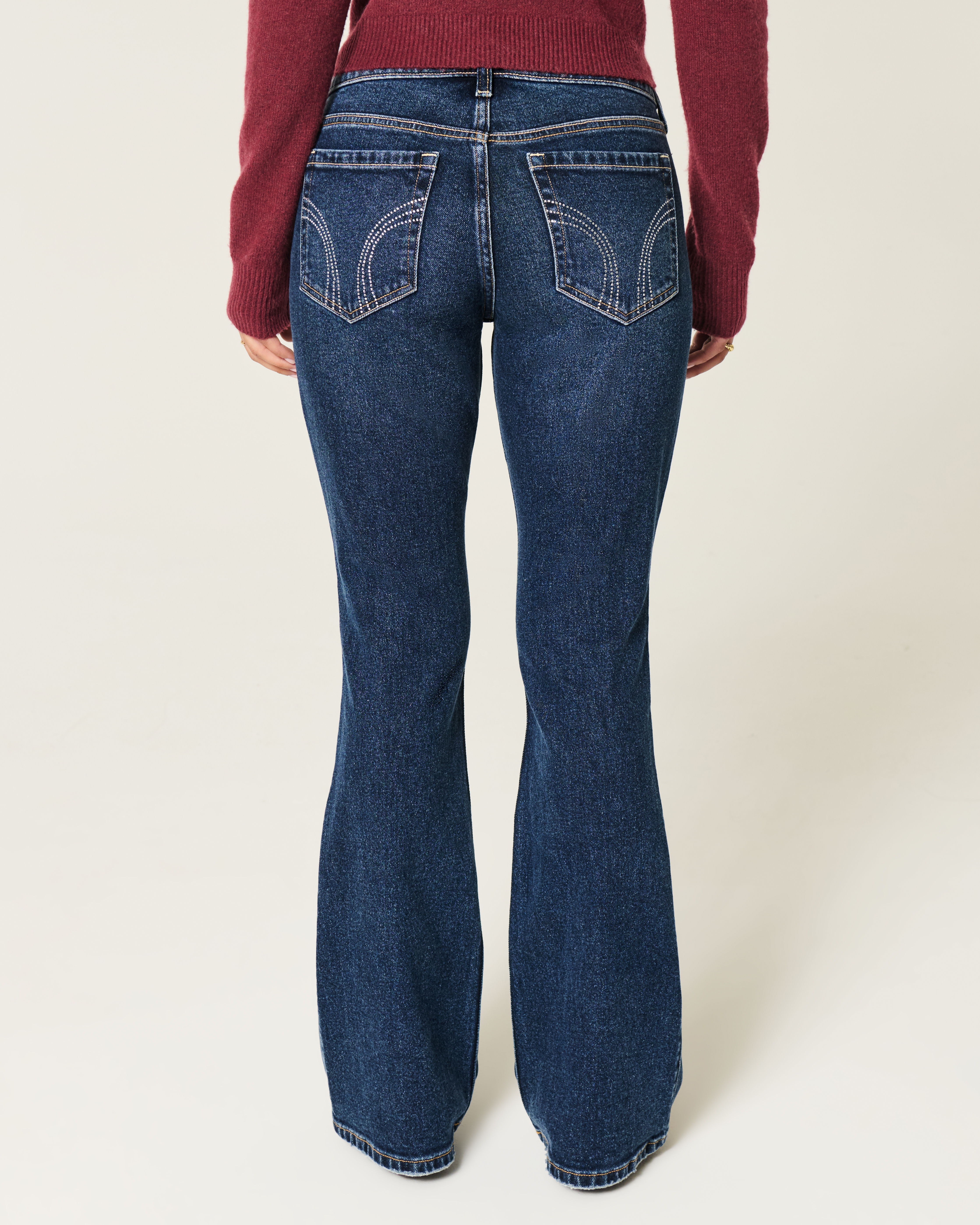 Low-Rise Dark Wash Shine Pockets Boot Jeans