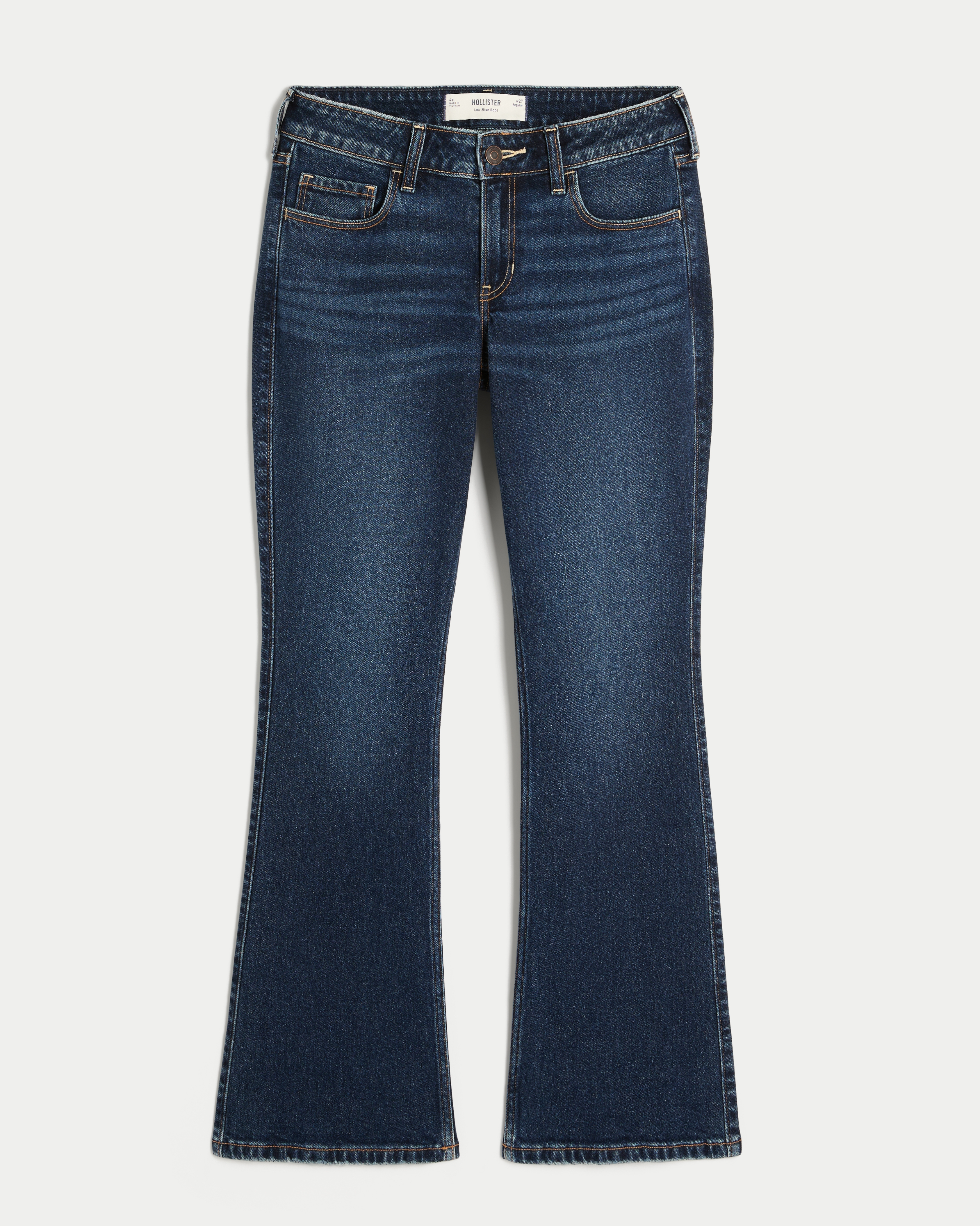 Low-Rise Dark Wash Shine Pockets Boot Jeans