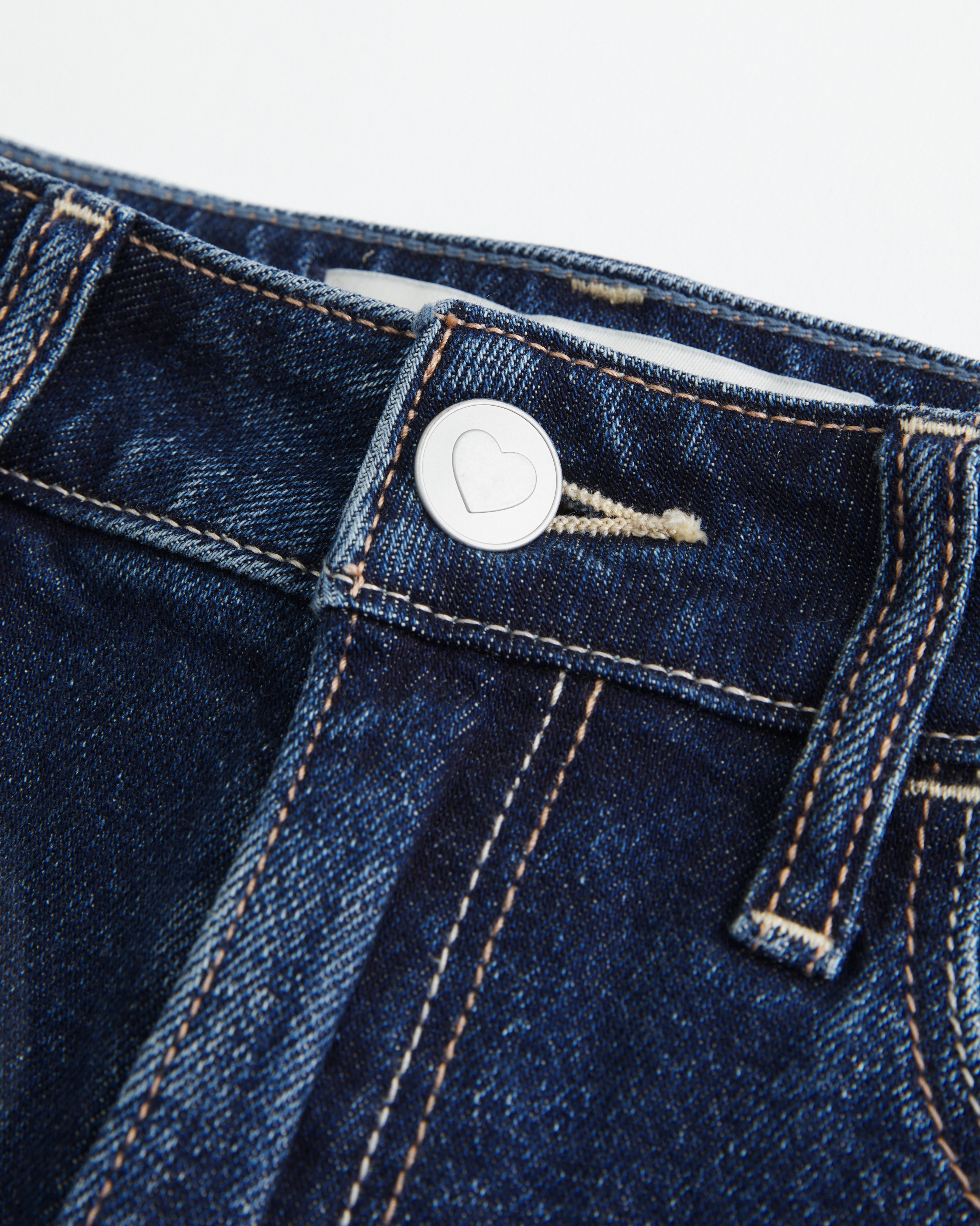 High-Rise Dark Wash Heart Pockets Flare Jeans