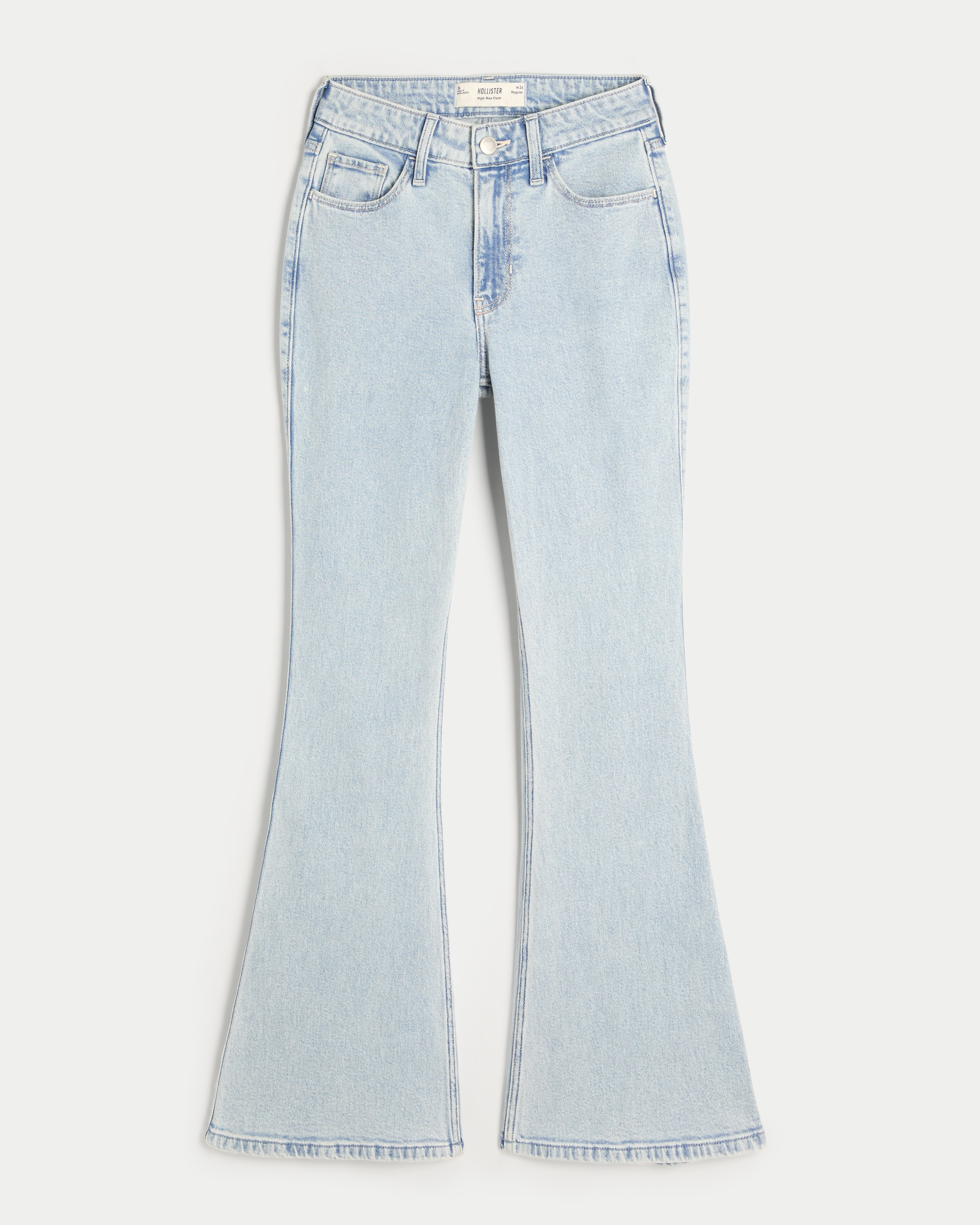 High-Rise Light Wash Heart Stitch Flare Jeans