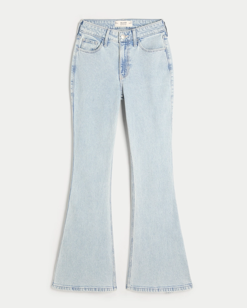 High-Rise Light Wash Heart Stitch Flare Jeans