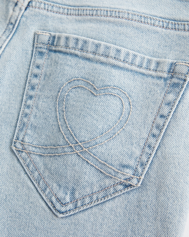 High-Rise Light Wash Heart Stitch Flare Jeans