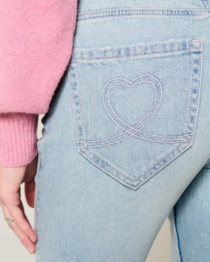 High-Rise Light Wash Heart Stitch Flare Jeans