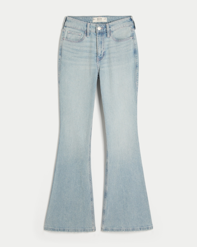 High-Rise Light Wash Heart Stitch Flare Jeans