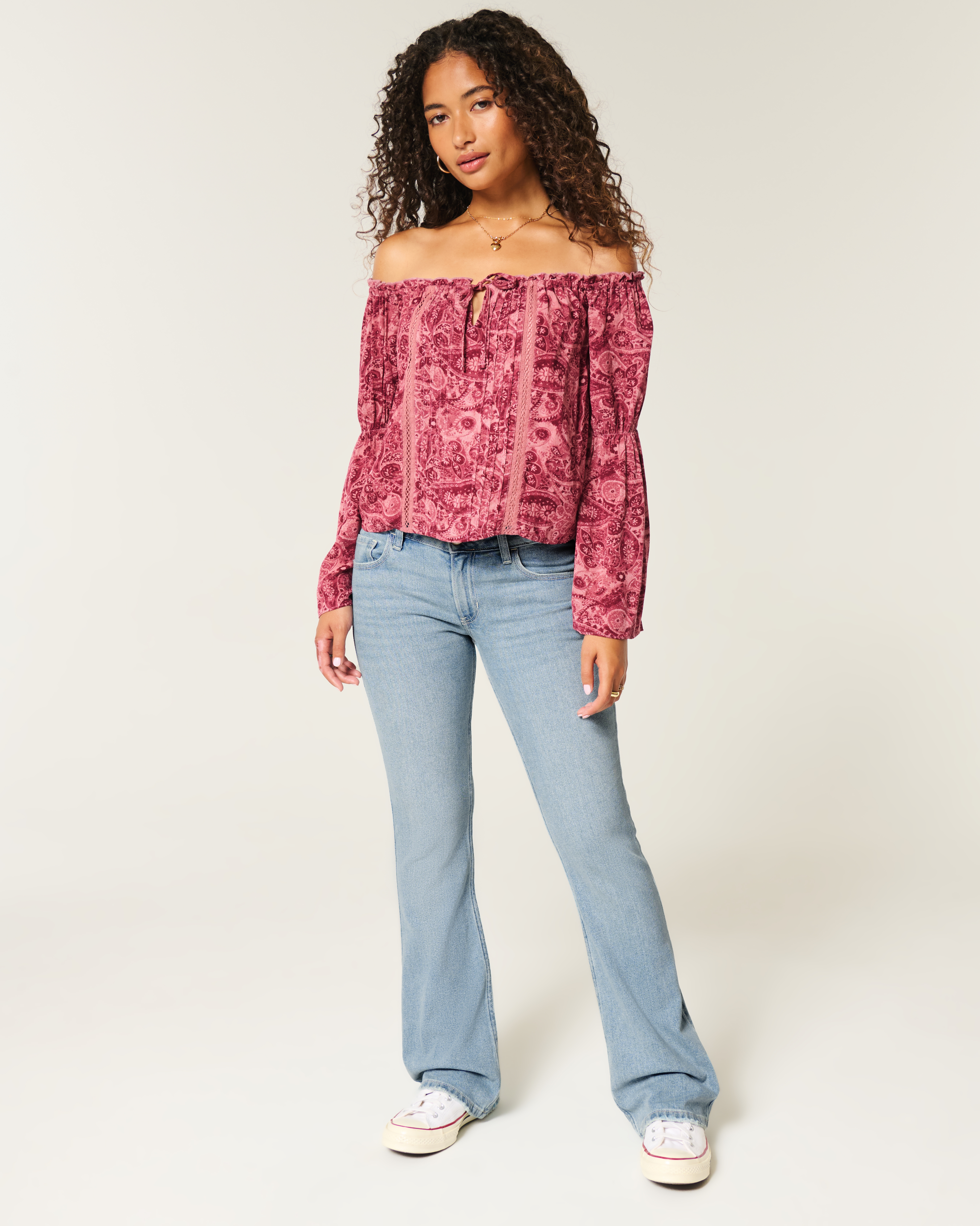 Low-Rise Light Wash Shine Pocket Bootcut Jeans