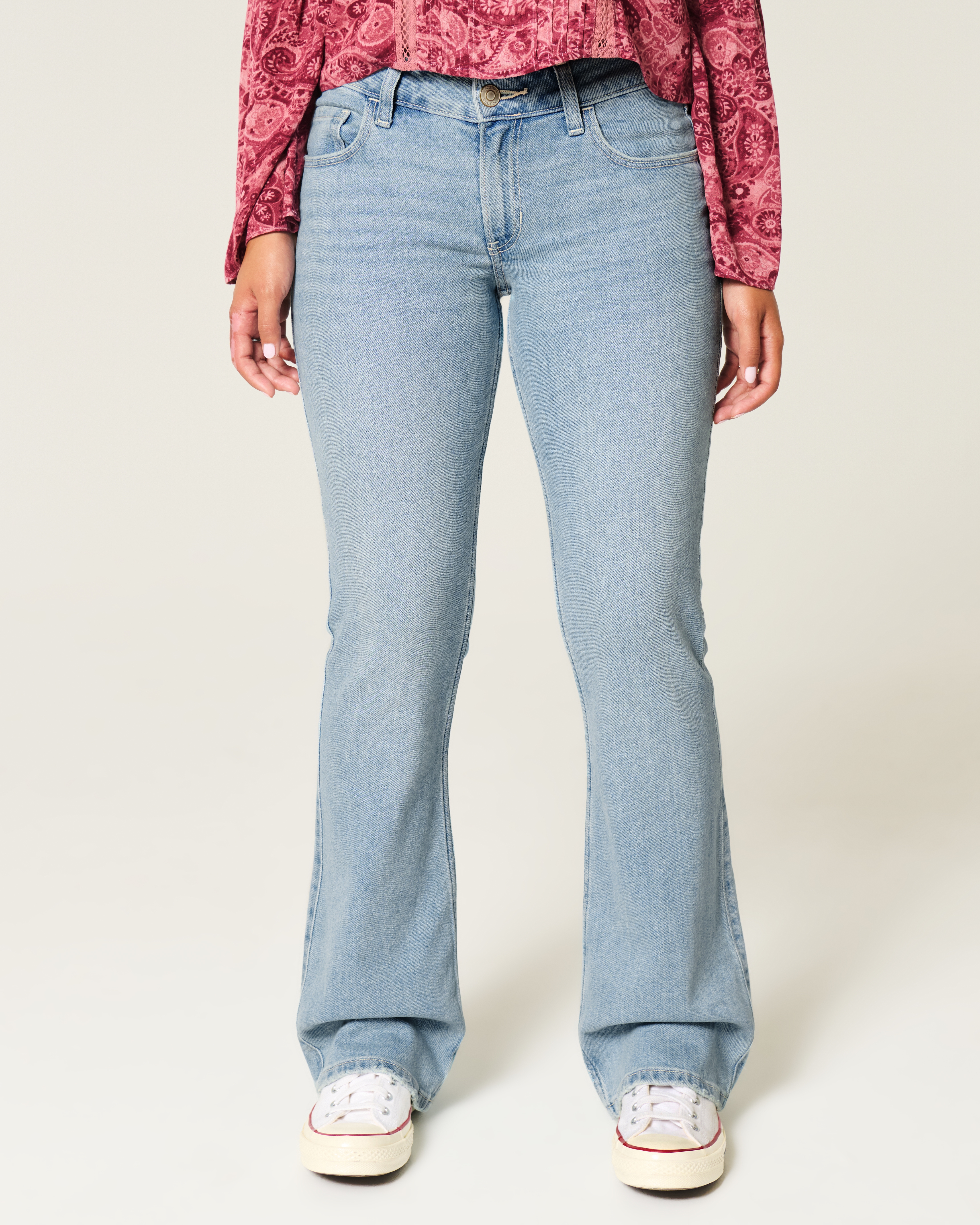 Low-Rise Light Wash Shine Pocket Boot Jeans
