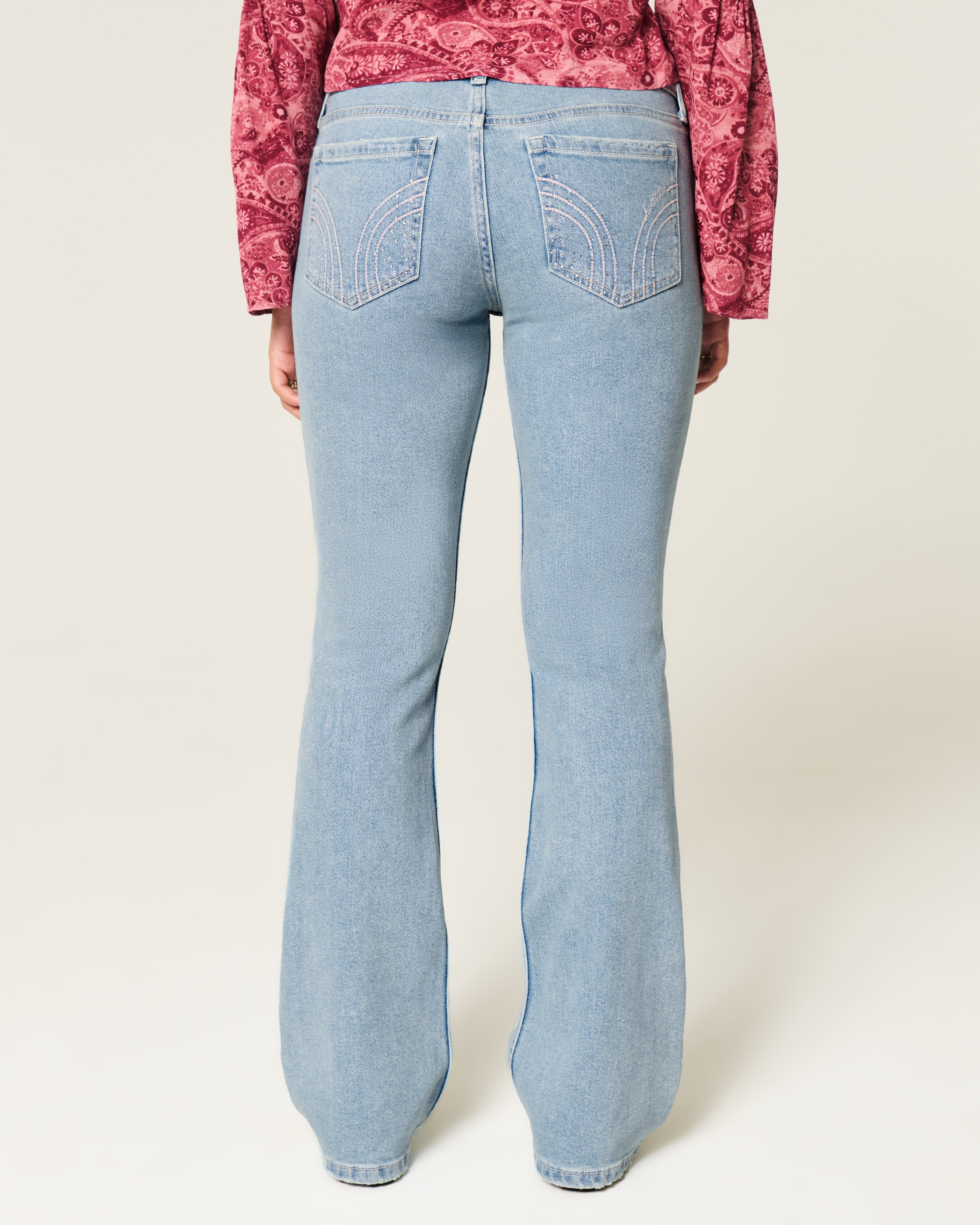 Low-Rise Light Wash Shine Pocket Boot Jeans