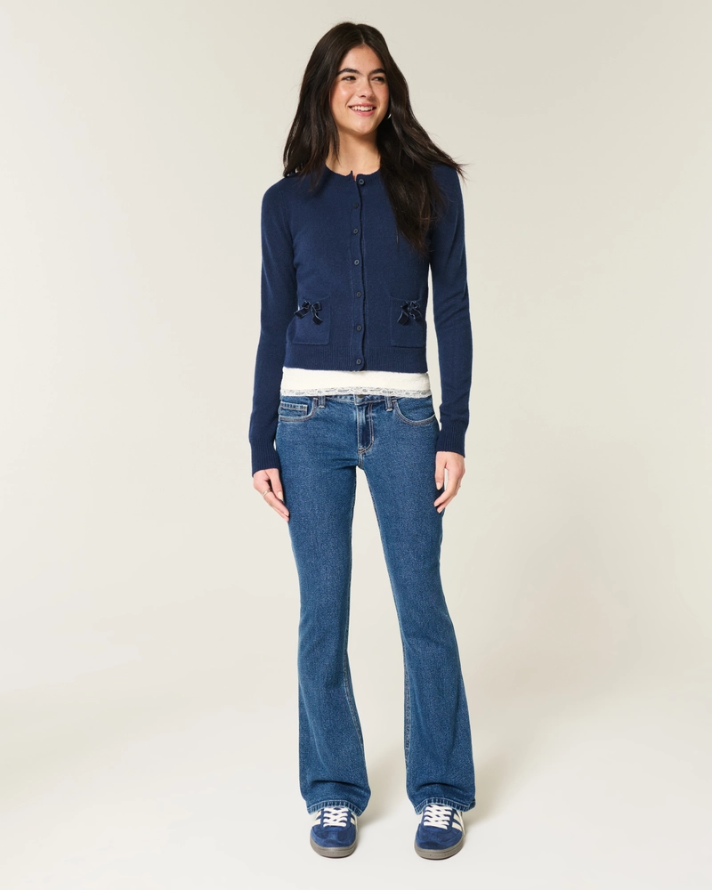 Low-Rise Medium Wash Flare Jeans