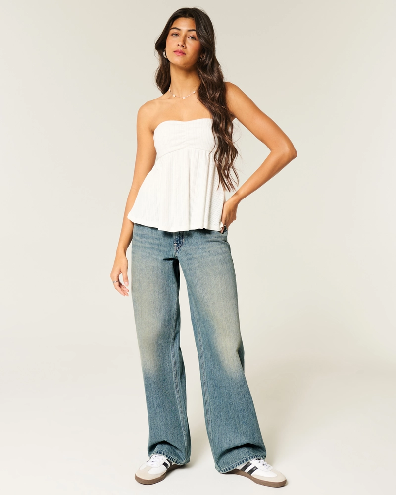 Low-Rise Medium Wash Flare Jeans