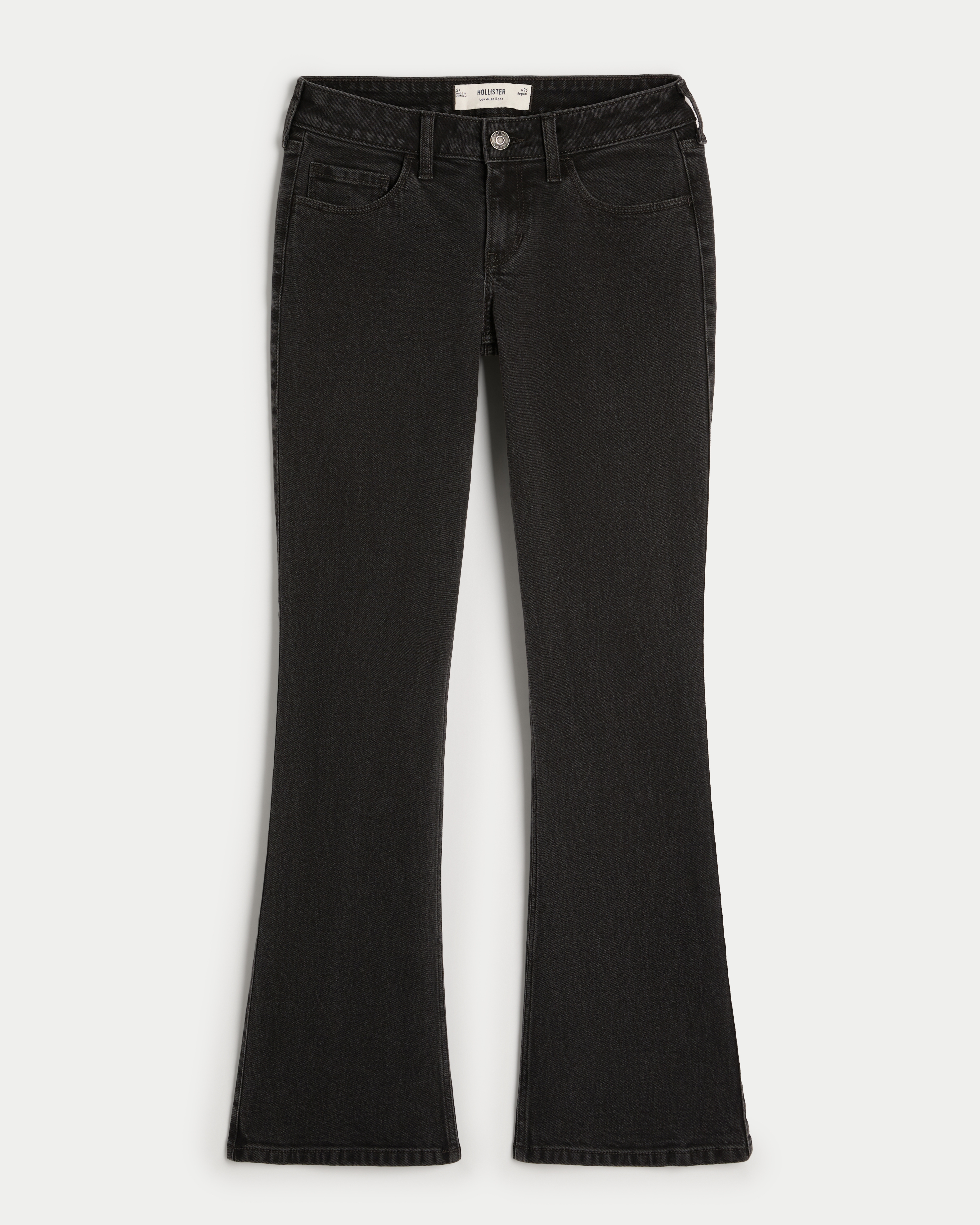 Low-Rise Washed Black Boot Jeans