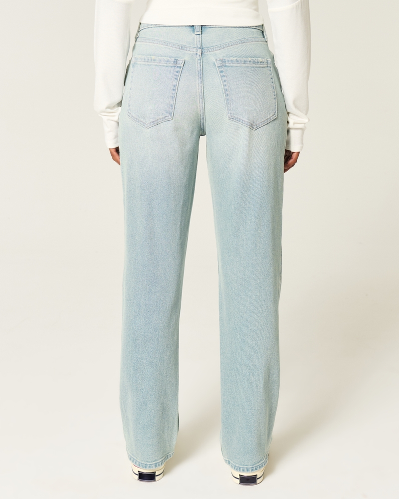 High-Rise Light Wash Straight Jeans