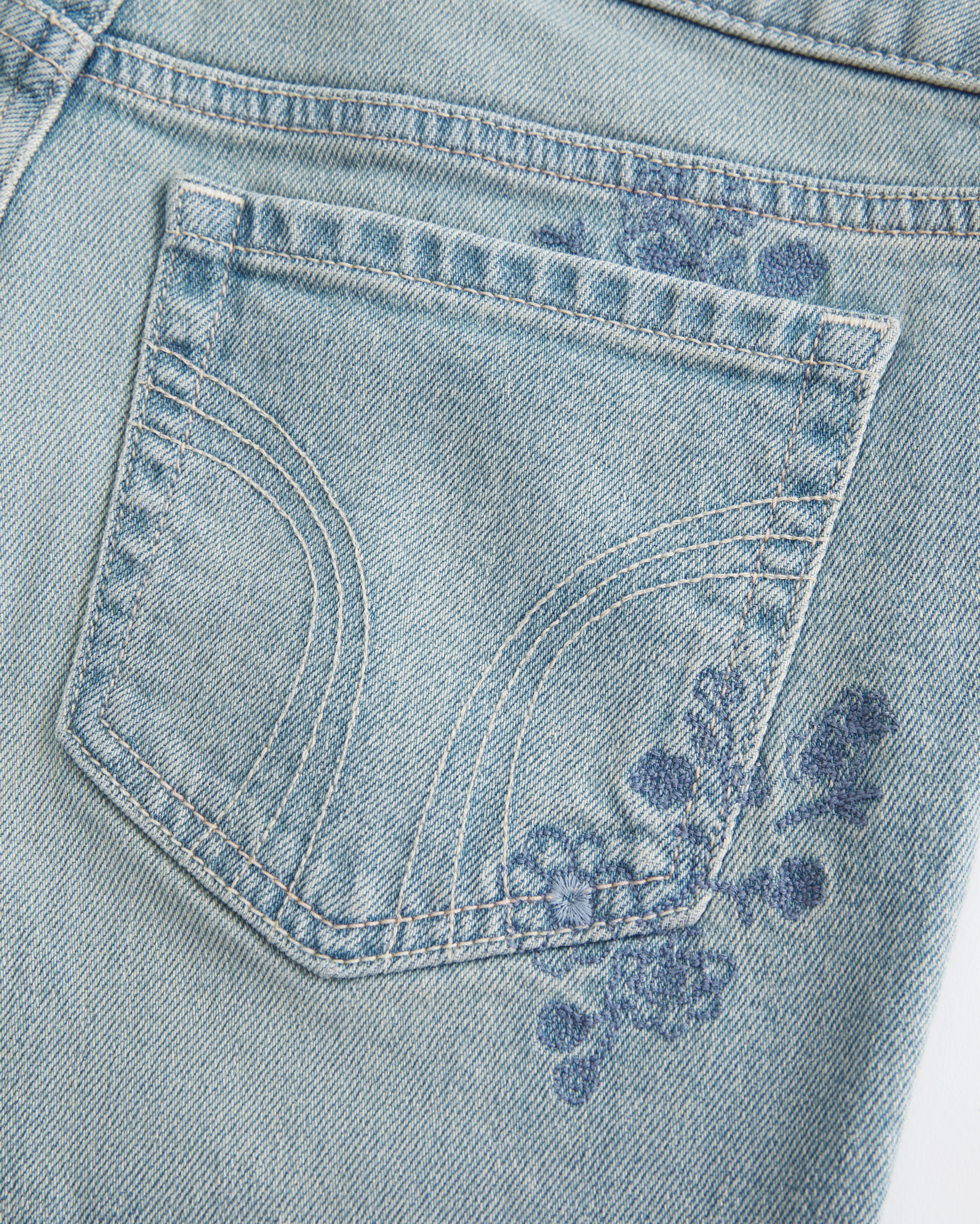 Low-Rise Light Wash Floral Embroidery Boot Jeans