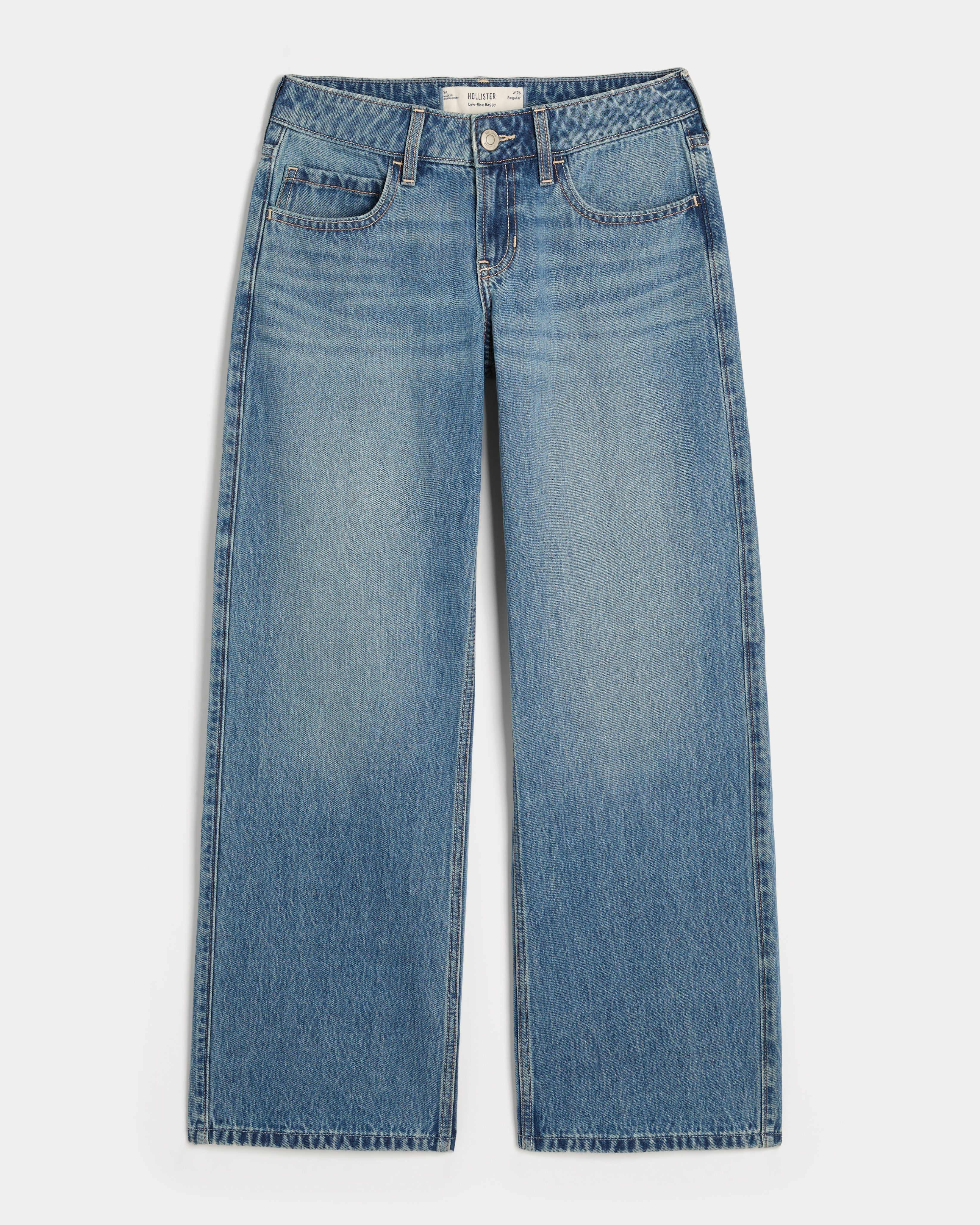 Low-Rise Medium Wash Baggy Jeans