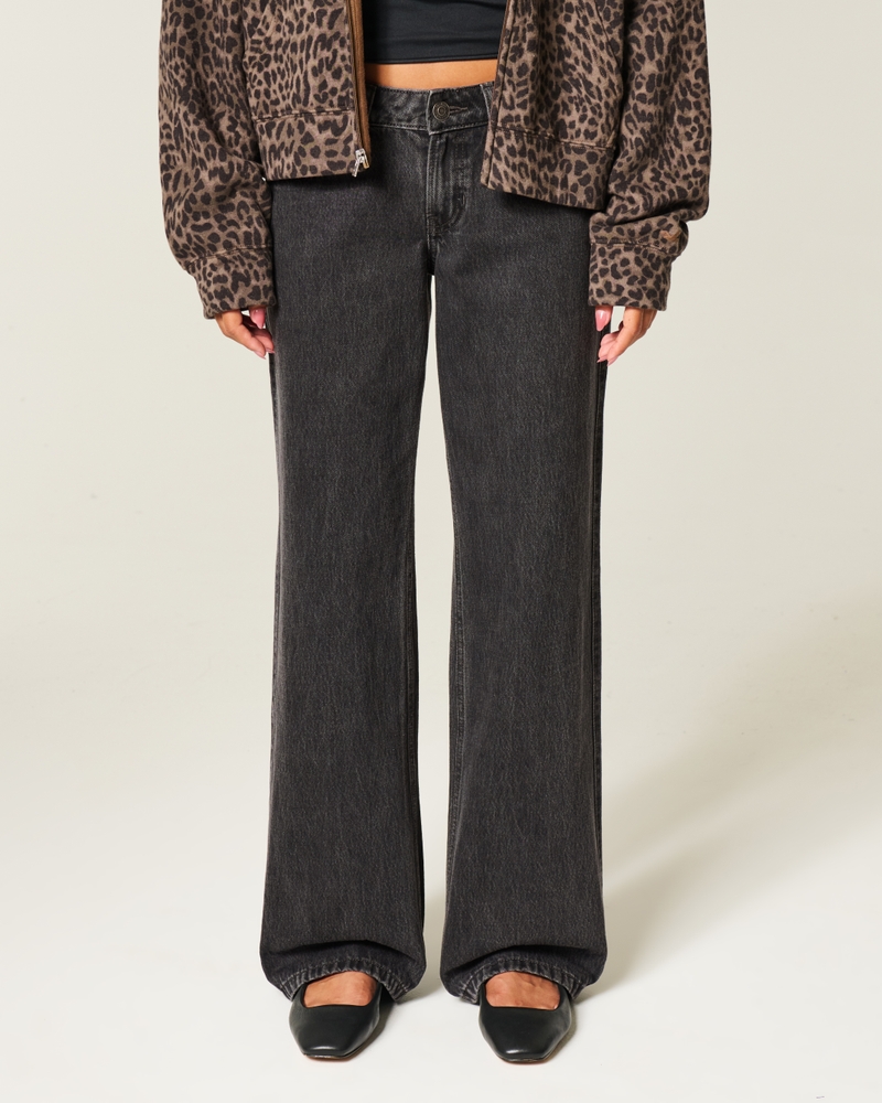 Low-Rise Washed Black Baggy Jeans