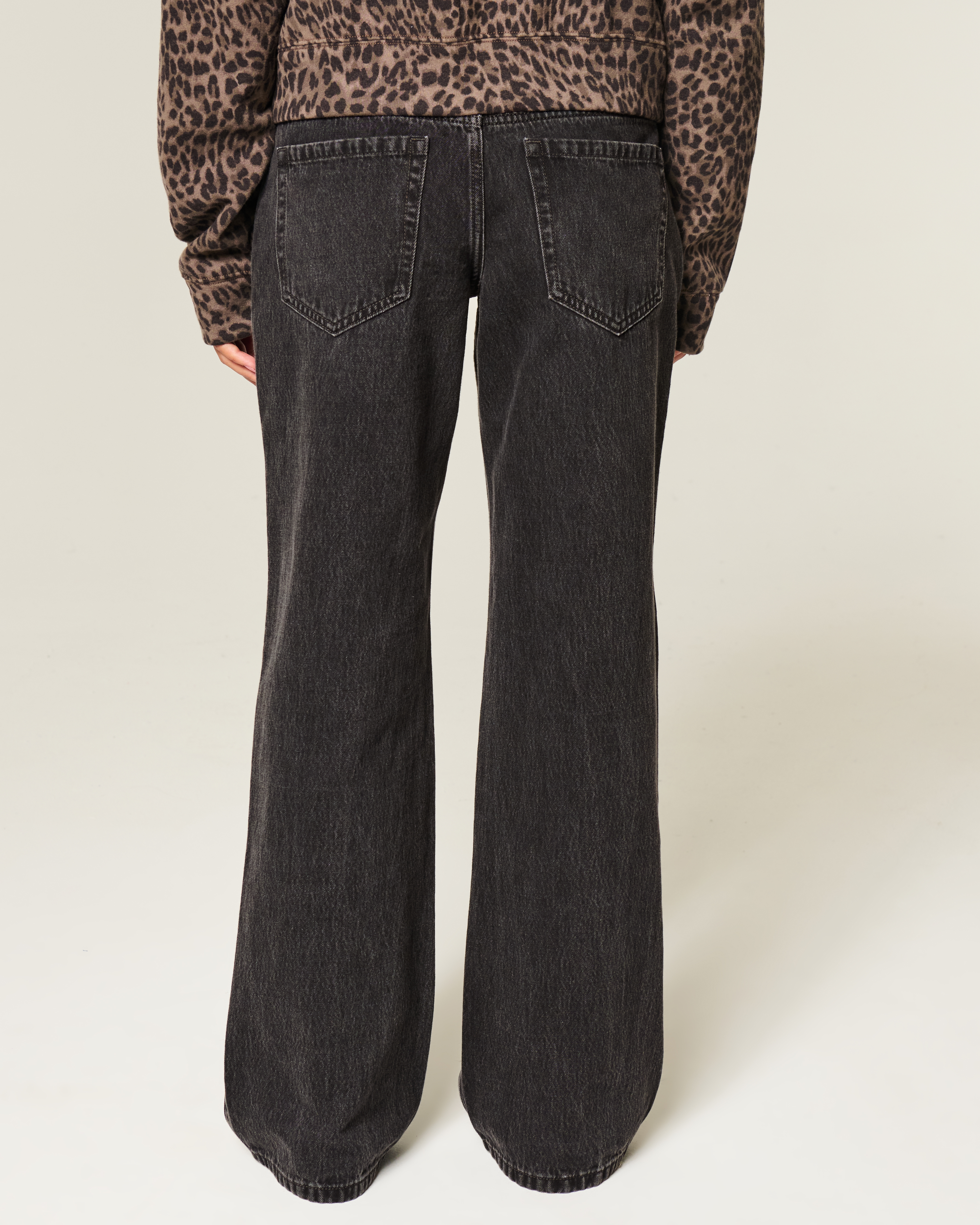Low-Rise Washed Black Baggy Jeans