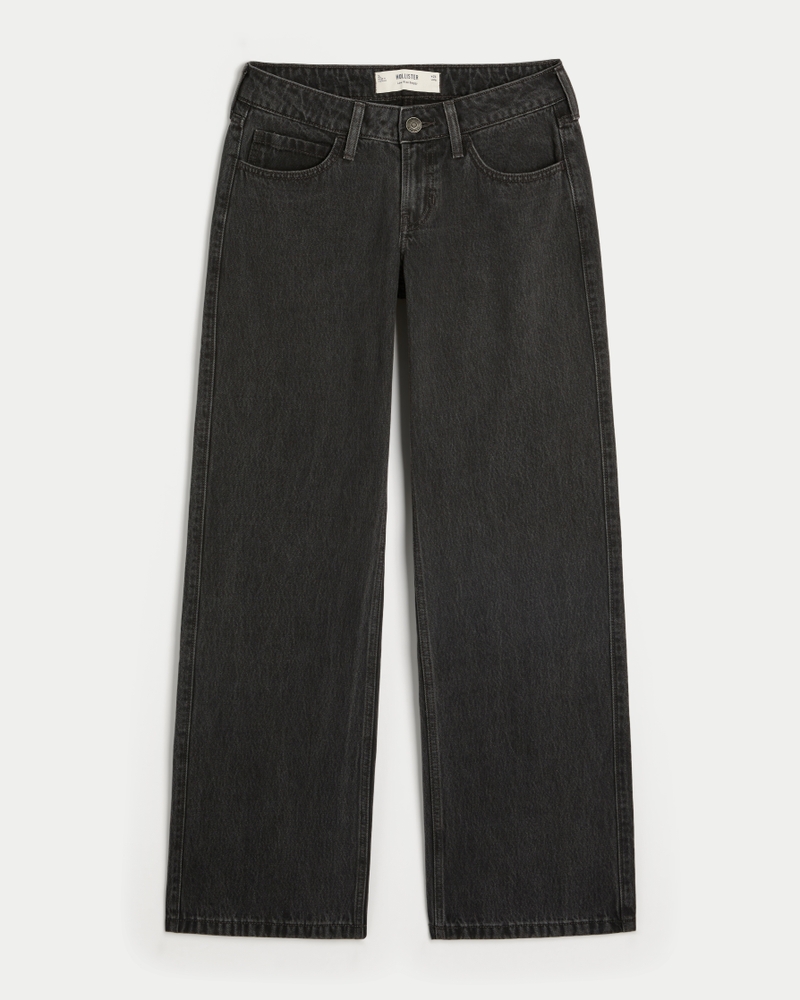 Low-Rise Washed Black Baggy Jeans