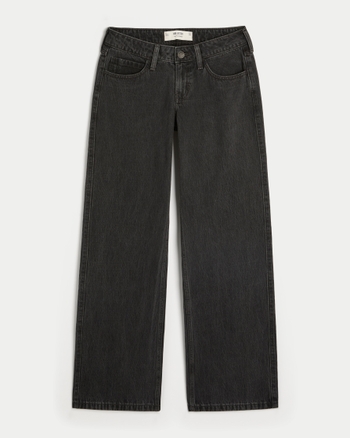 Women's Low-Rise Washed Black Baggy Jeans | Women's Bottoms | HollisterCo.com