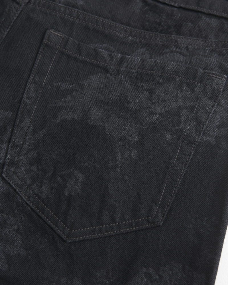 Low-Rise Black Floral Baggy Jeans