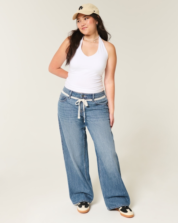Low-Rise Tie-Waist Baggy Jean