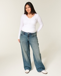 Low-Rise Medium Wash Baggy Jeans