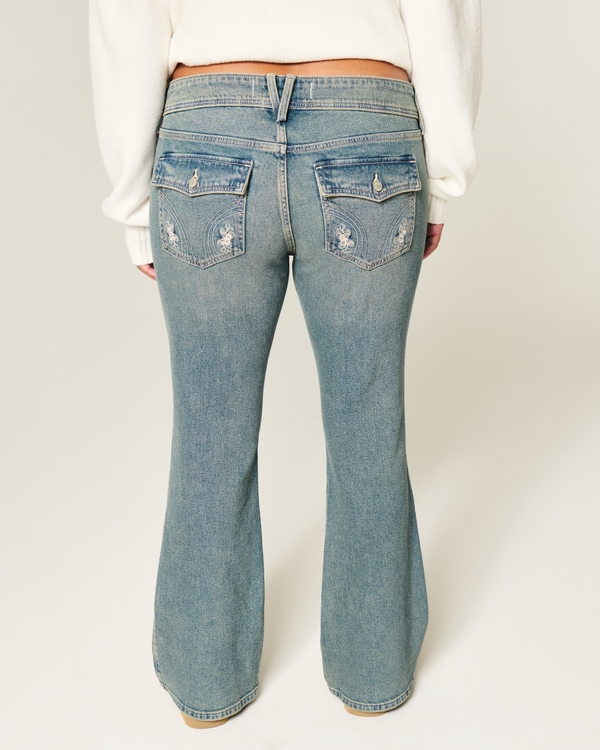 Low-Rise Butterfly Embroidery Medium Wash Bootcut Jeans