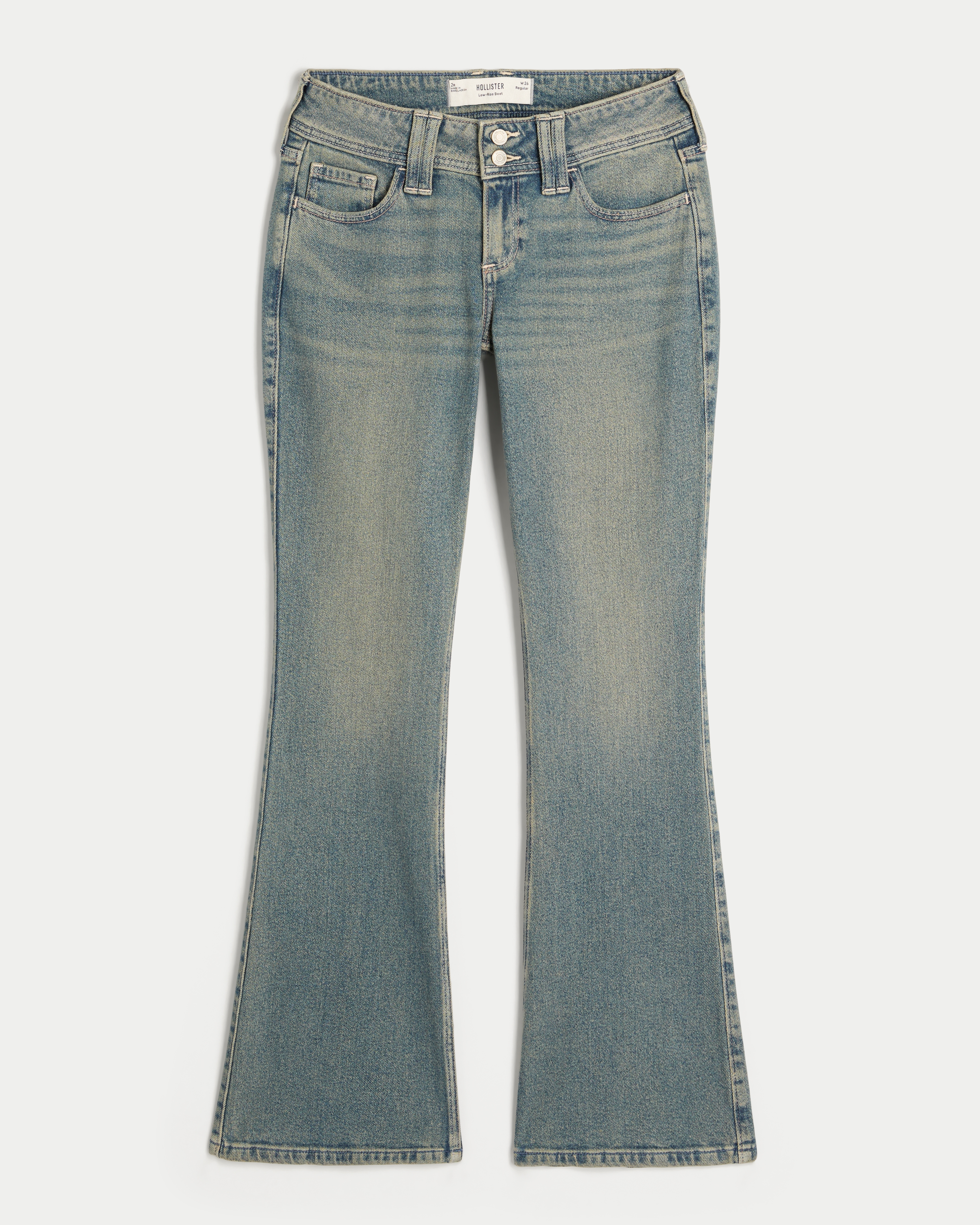 Low-Rise Butterfly Embroidery Medium Wash Bootcut Jeans