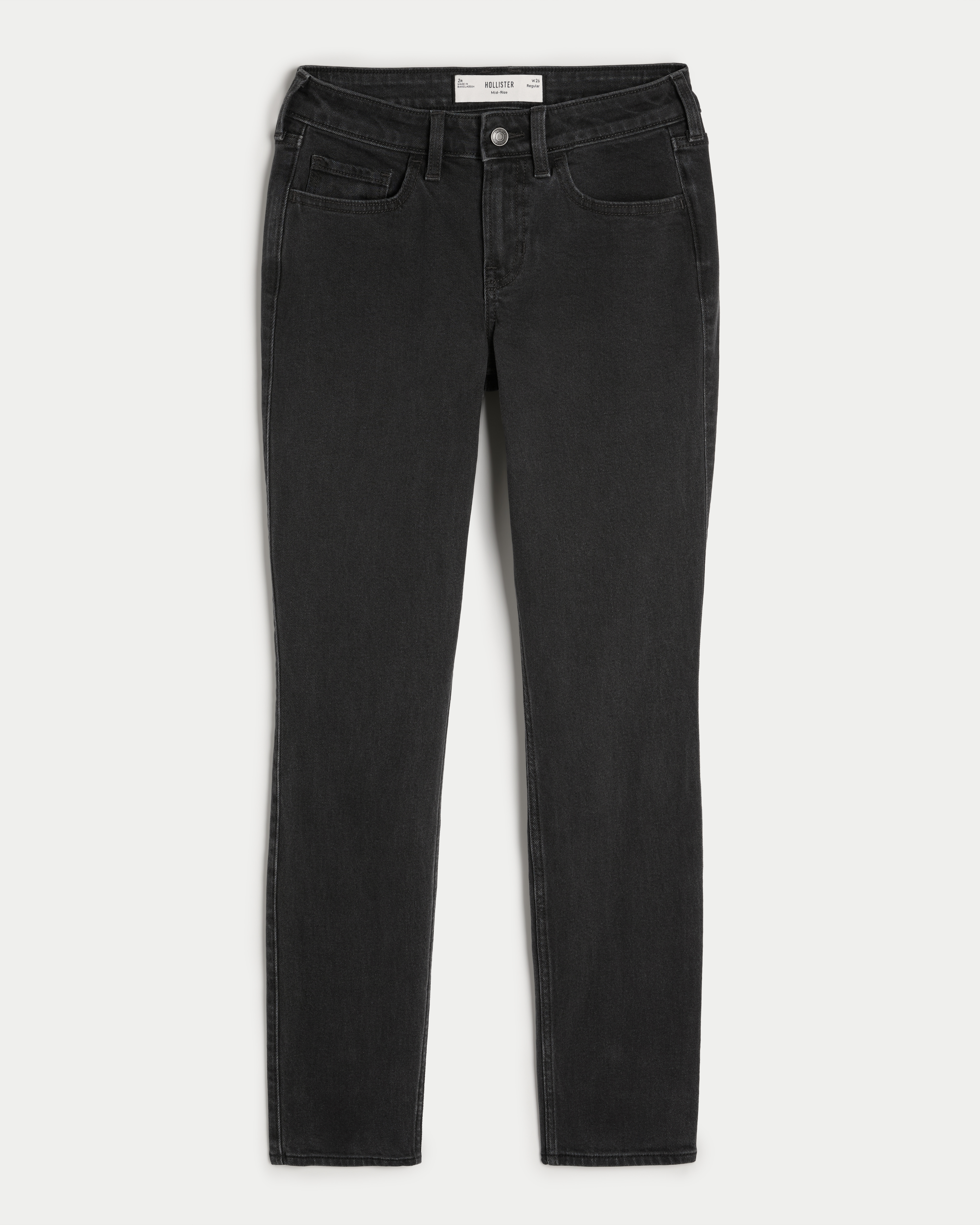 Mid-Rise Washed Black Skinny Jeans