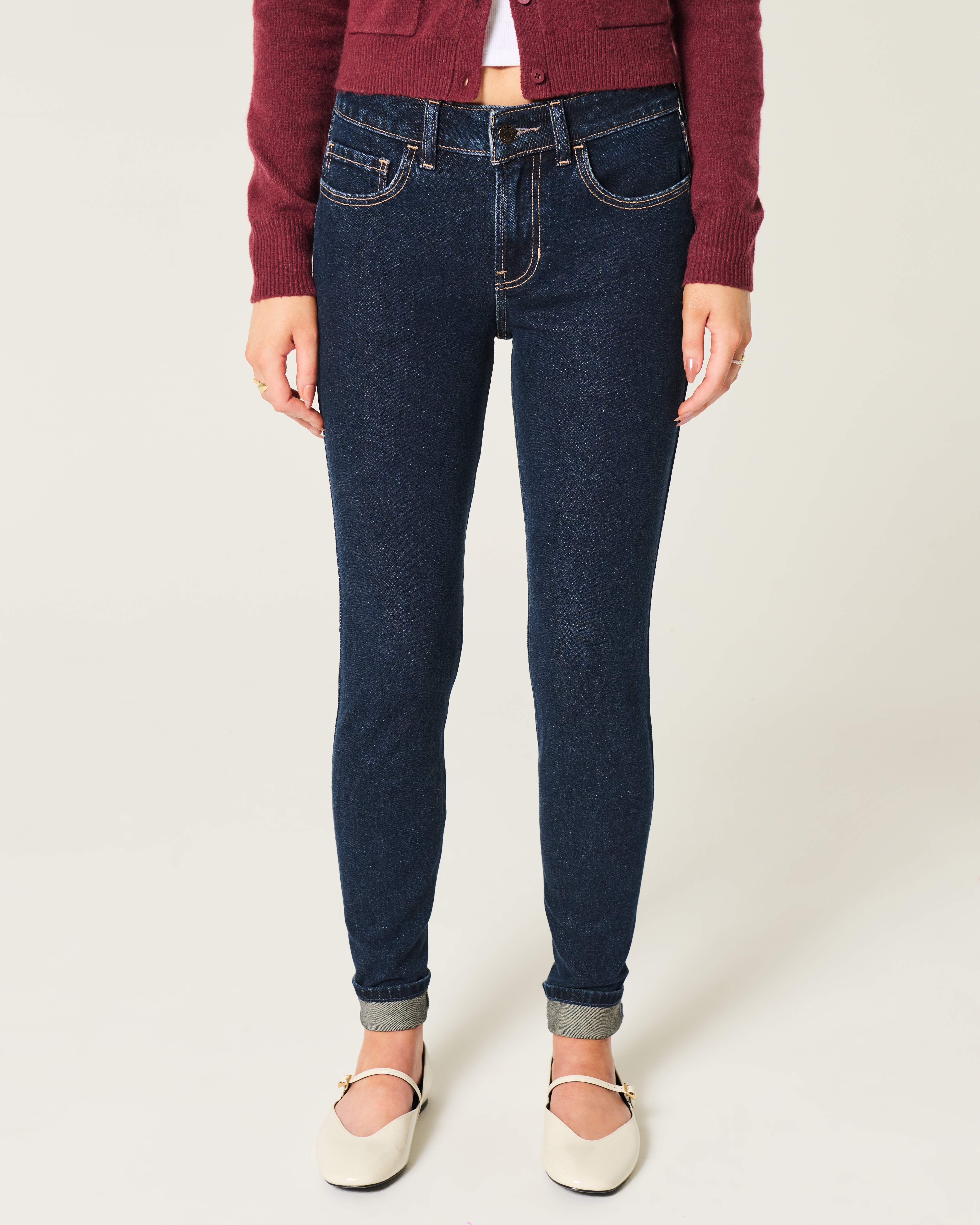 Mid-Rise Dark Wash Skinny Jeans