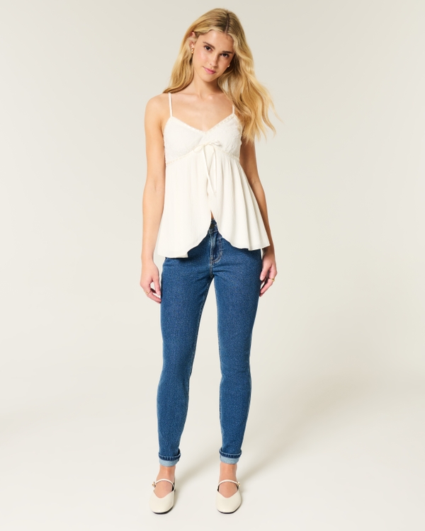 Mid-Rise Medium Wash Skinny Jeans, Medium Rinse view 1