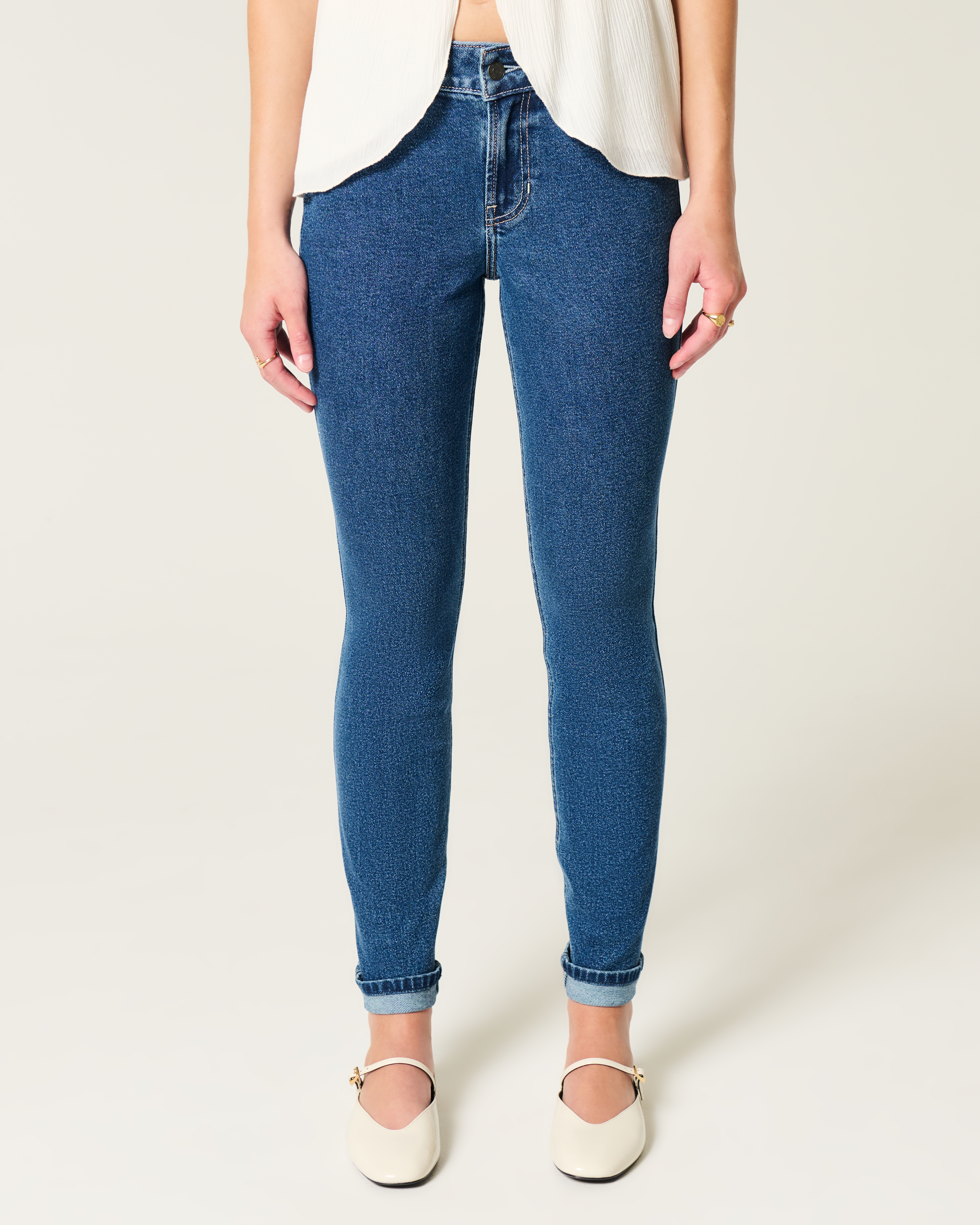 Mid-Rise Medium Wash Skinny Jeans