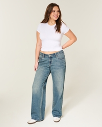 Low-Rise Medium Wash Baggy Jeans