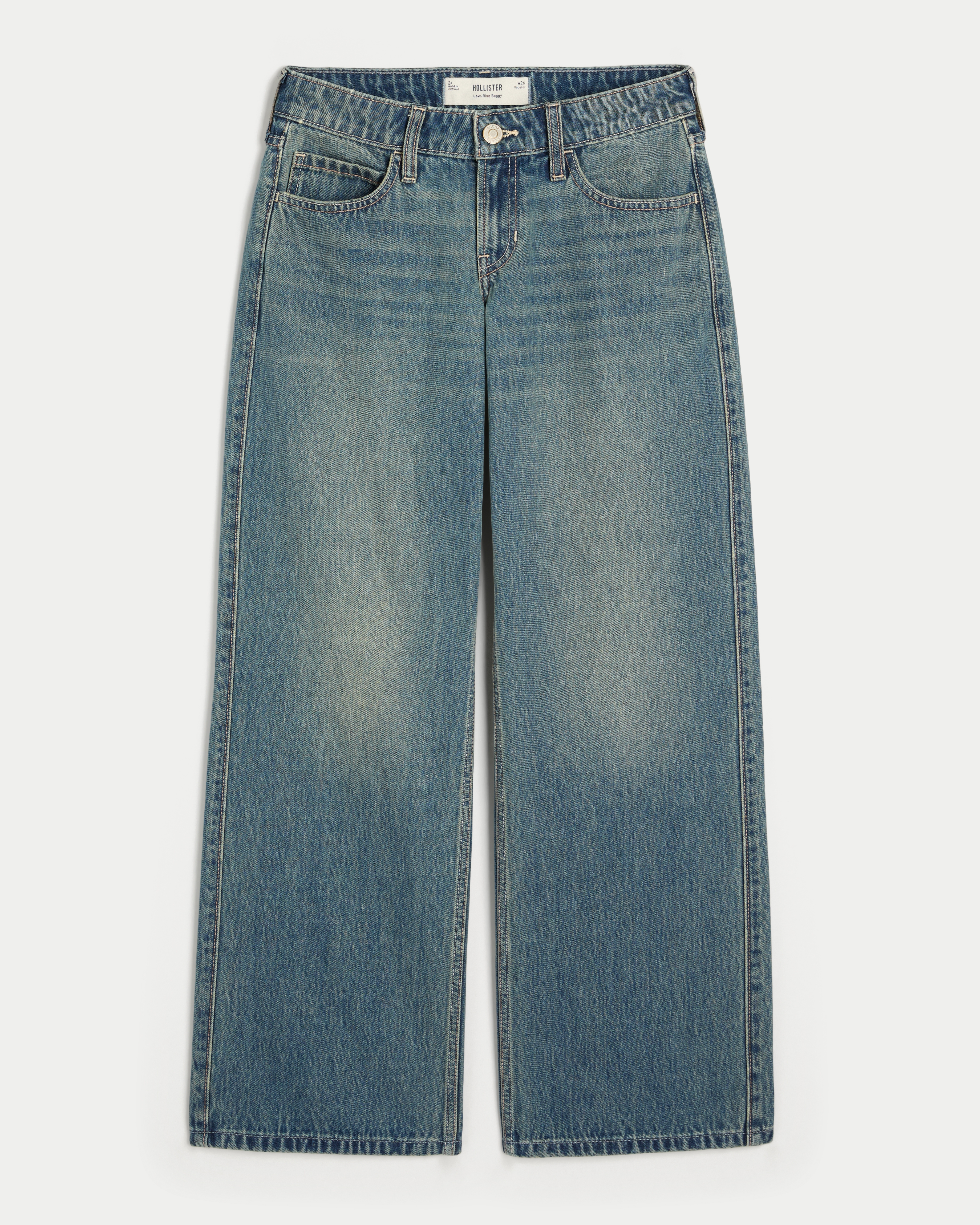 Low-Rise Medium Wash Baggy Jeans