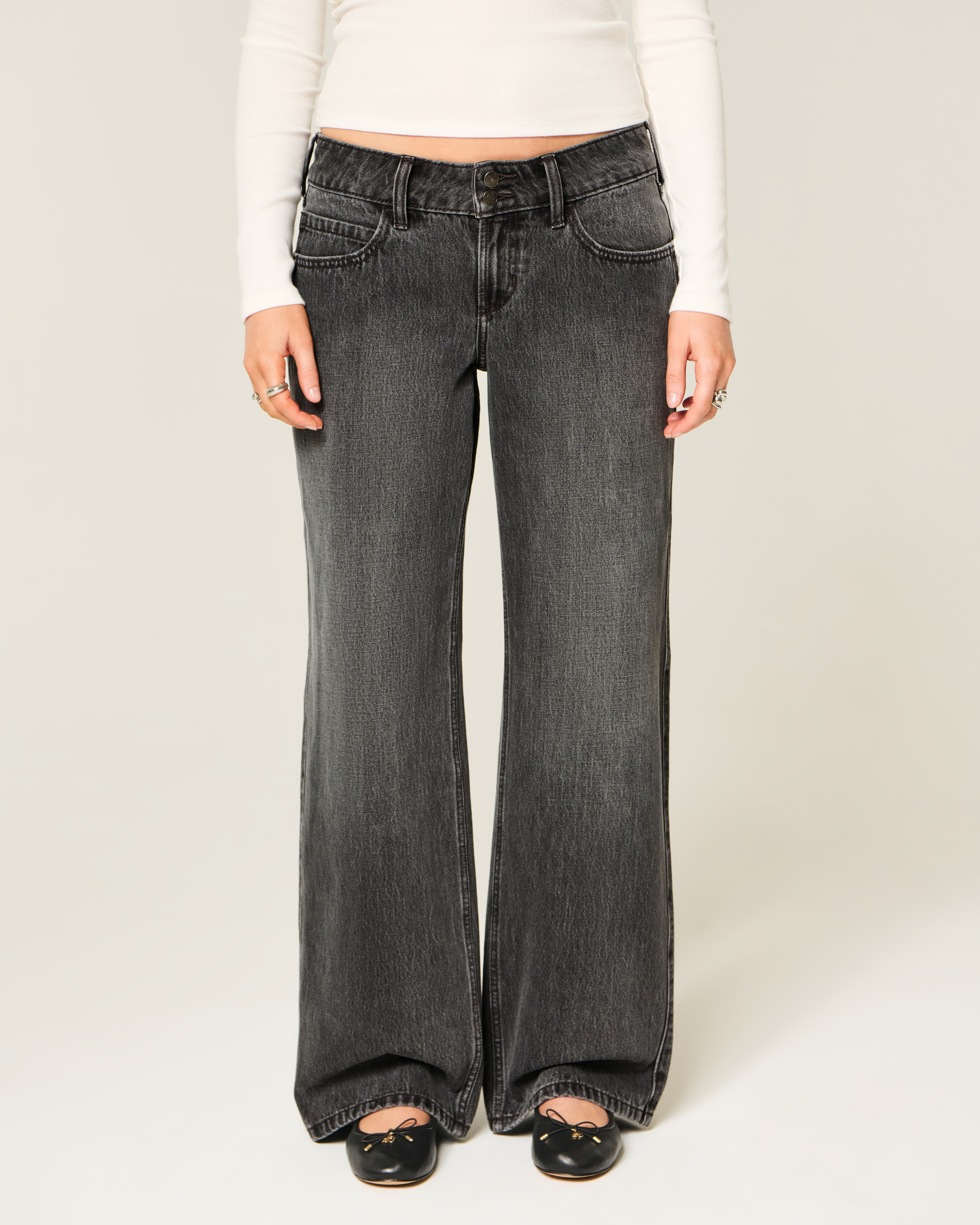 Low-Rise Y2K Washed Black Baggy Jeans